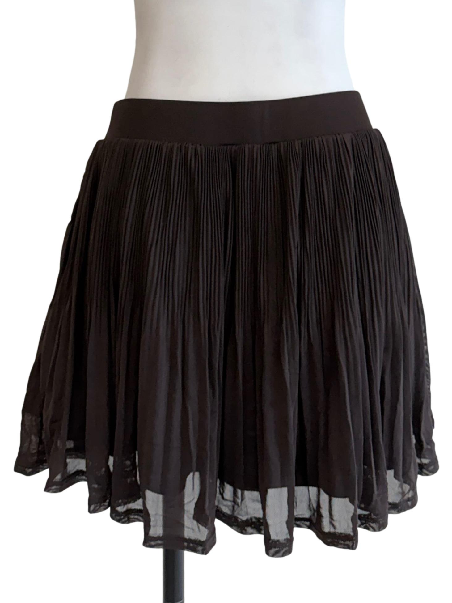 Chocolate Brown Waist Pleat Skirt