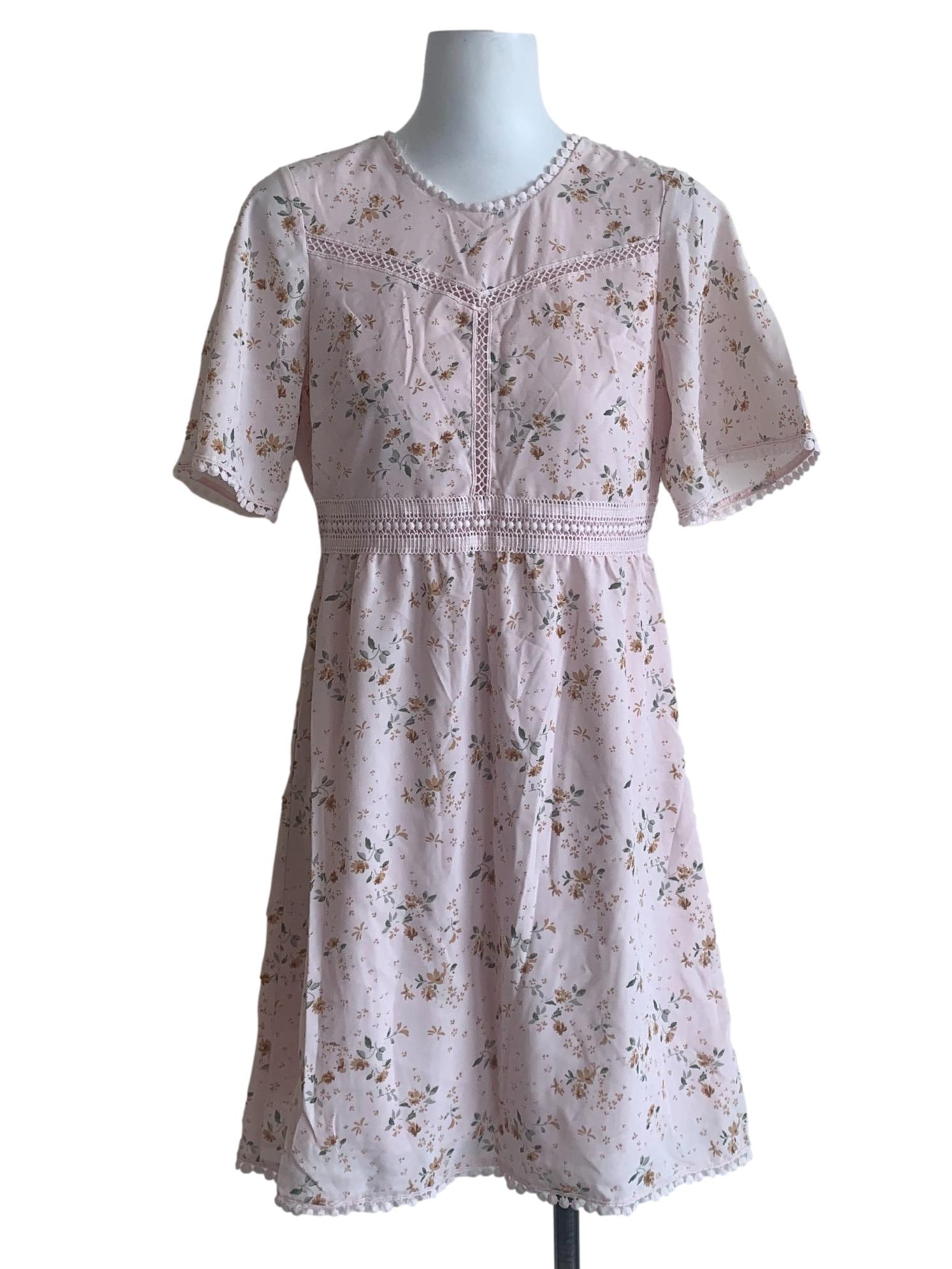 Flamingo Pink Floral Pattern Dress