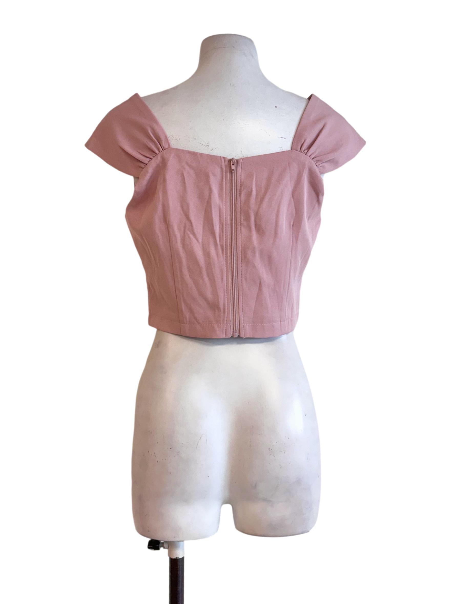 Dusty Rose Ruched Sweetheart Crop Top