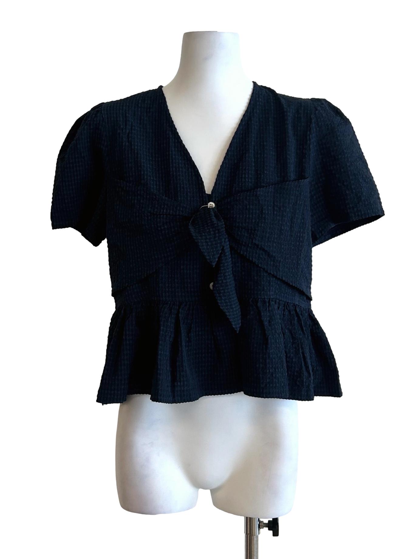 Dark Blue Textured Blouse