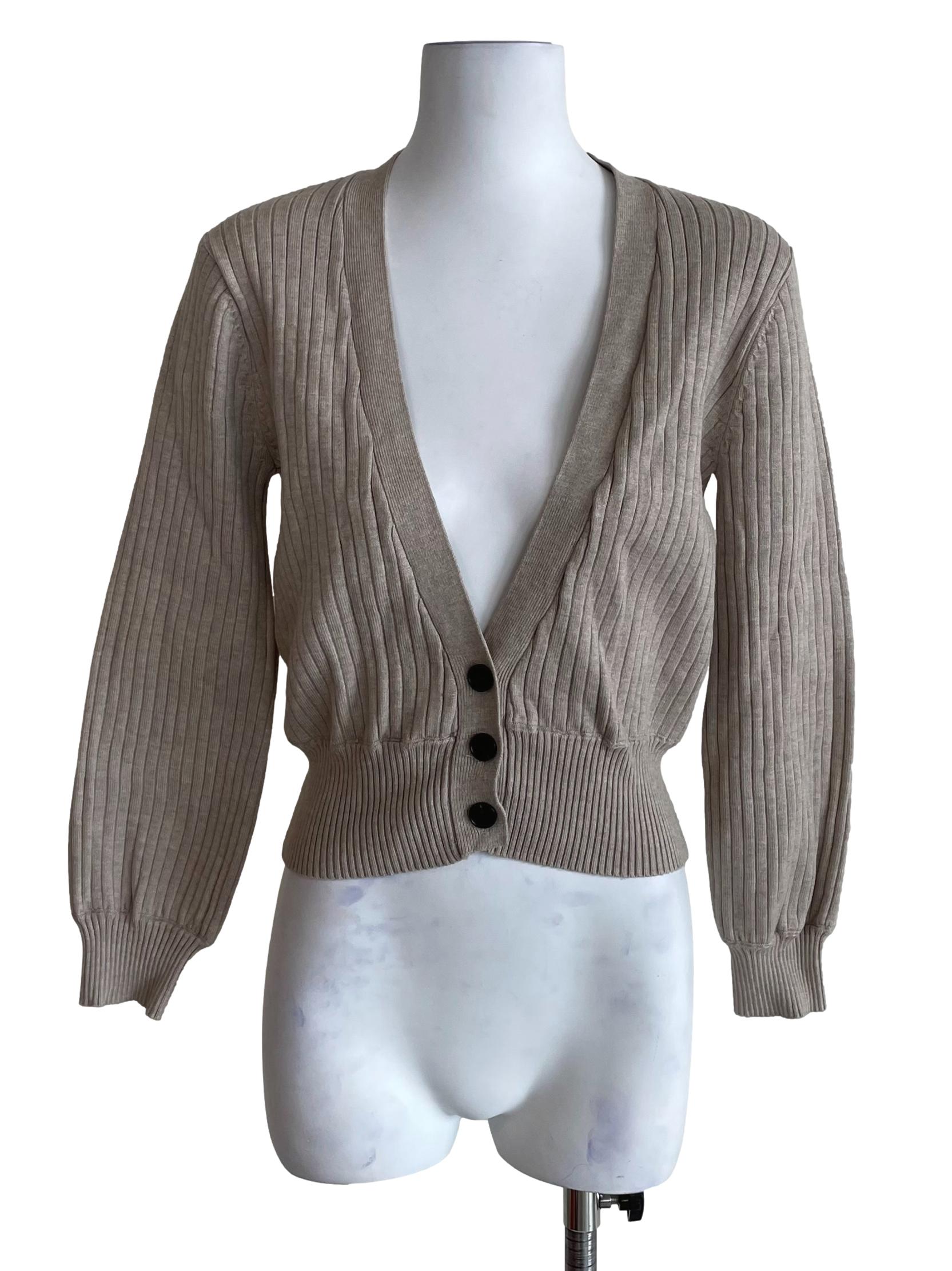 Light Hazel Ribbed Snatch Cardigan