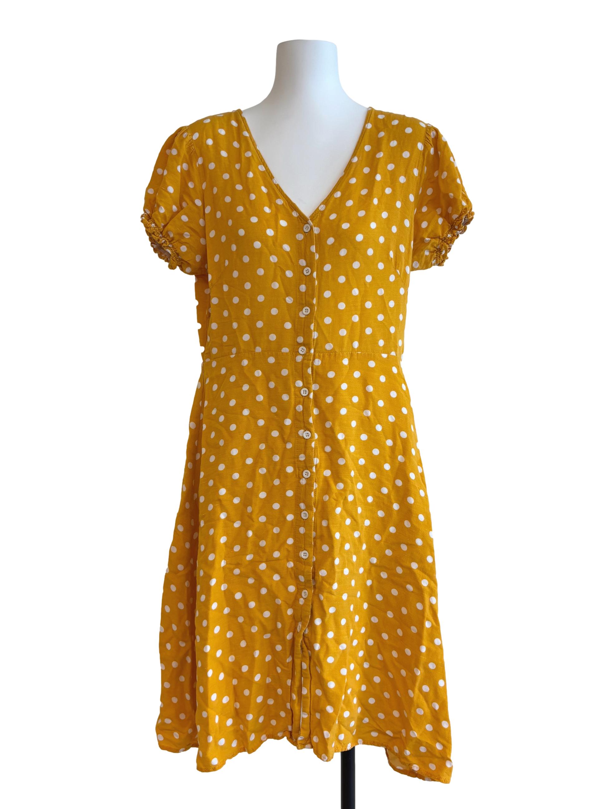 Gold Yellow Polka Dot Button Dress