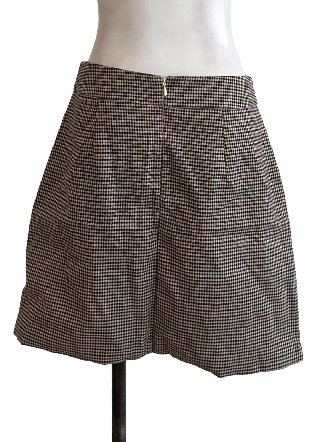 Dark Brown Plaid Mini Skirt TEM