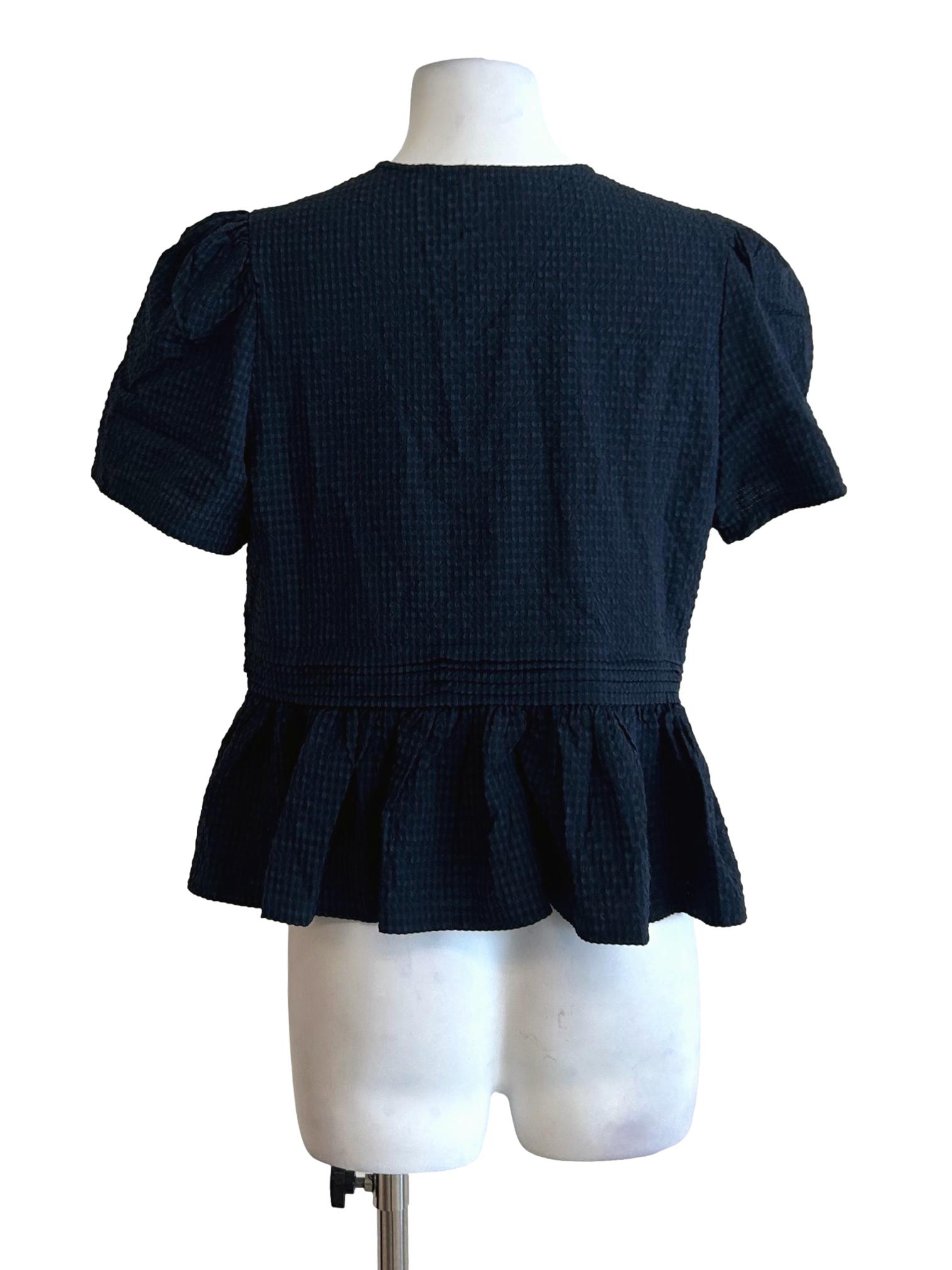 Dark Blue Textured Blouse