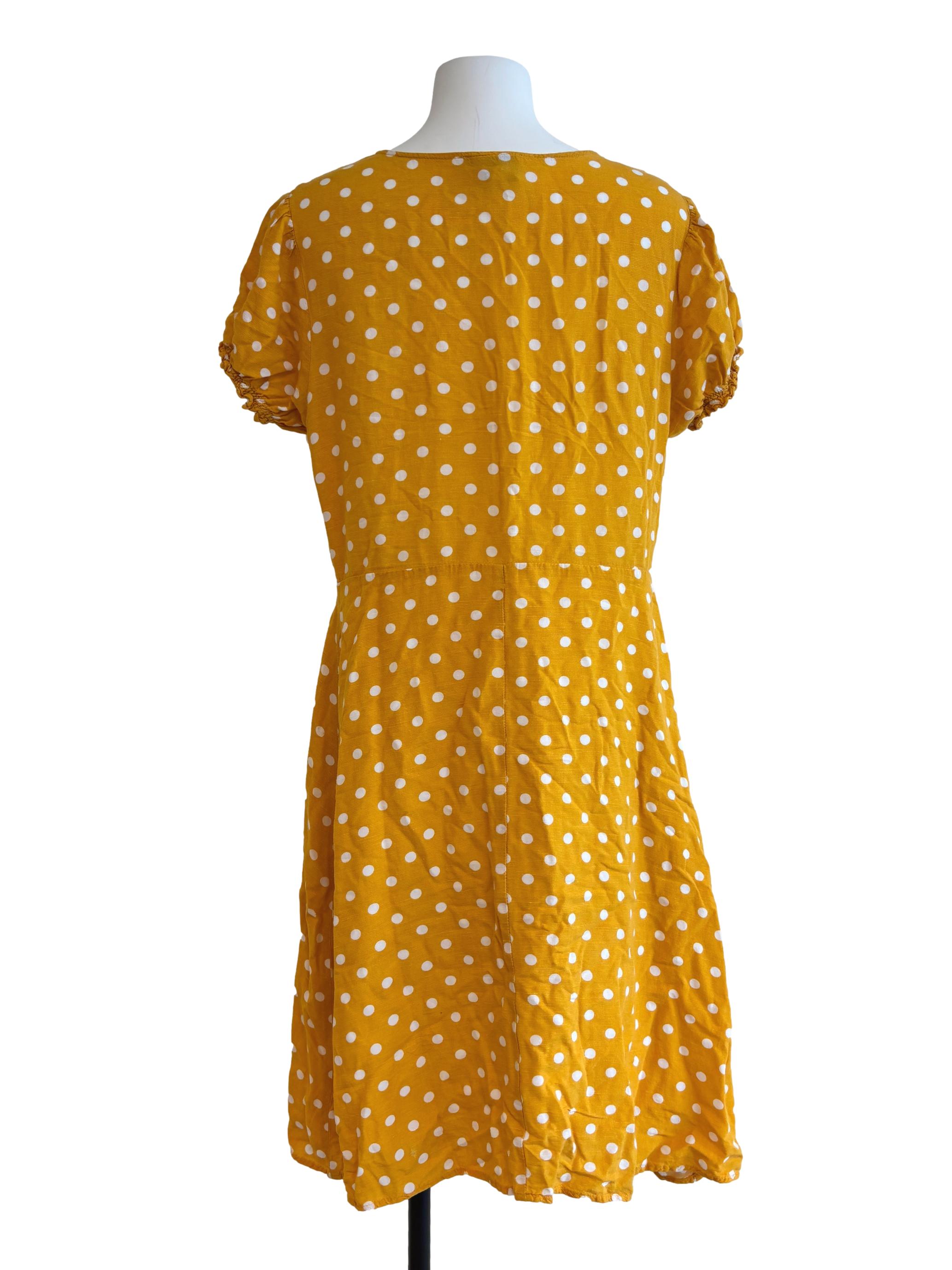 Gold Yellow Polka Dot Button Dress