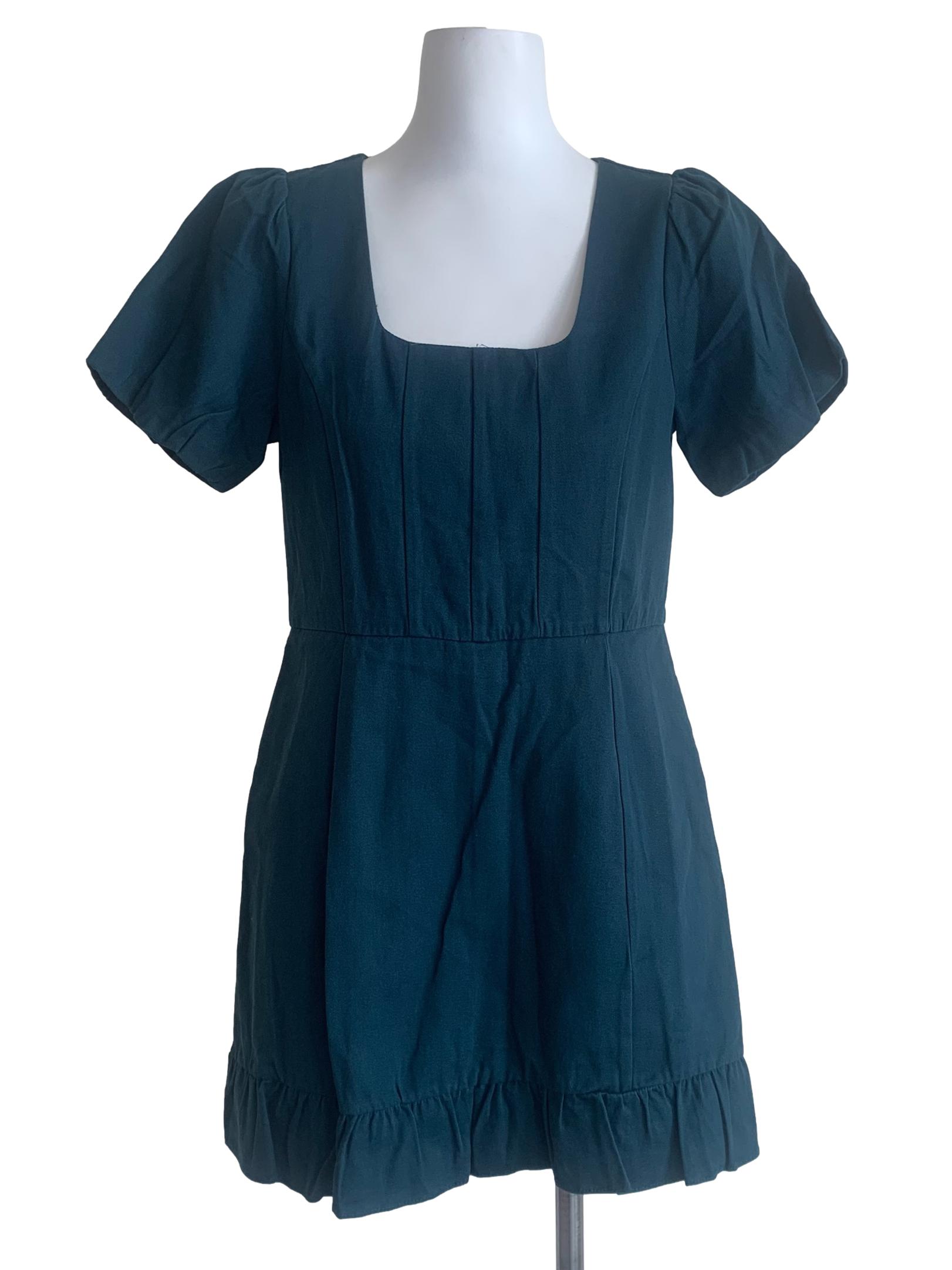 Pine Green Square Neck Empire Rompers