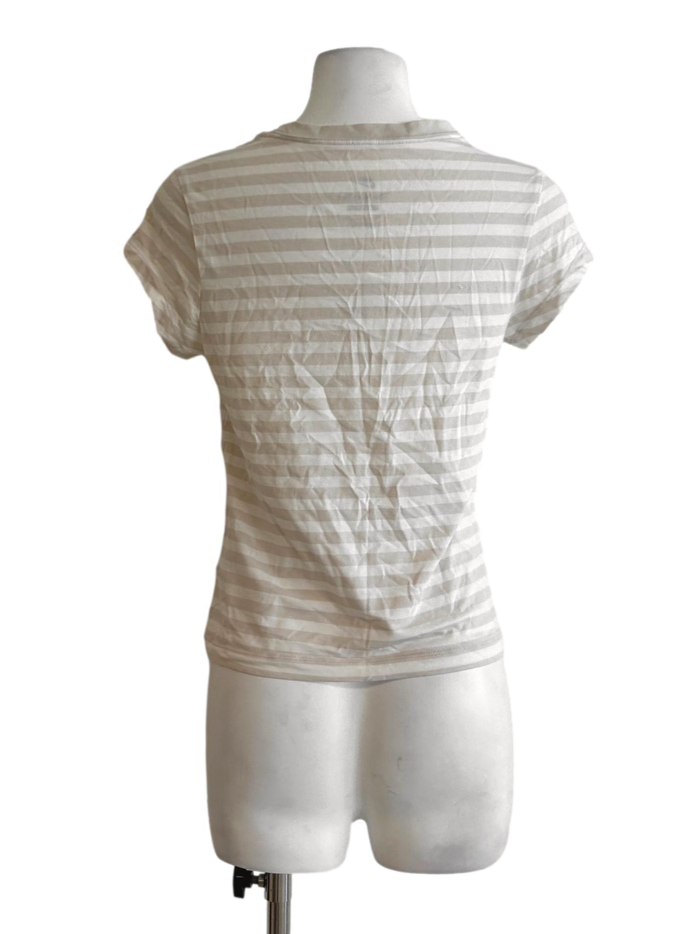 Beige And White Stripes Tee