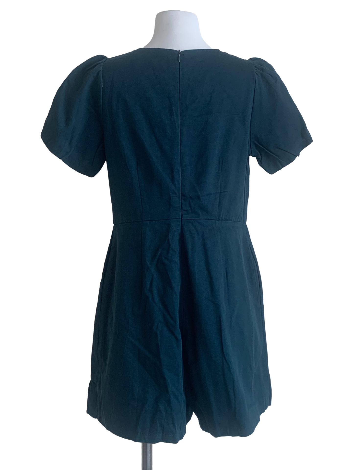 Pine Green Square Neck Empire Rompers