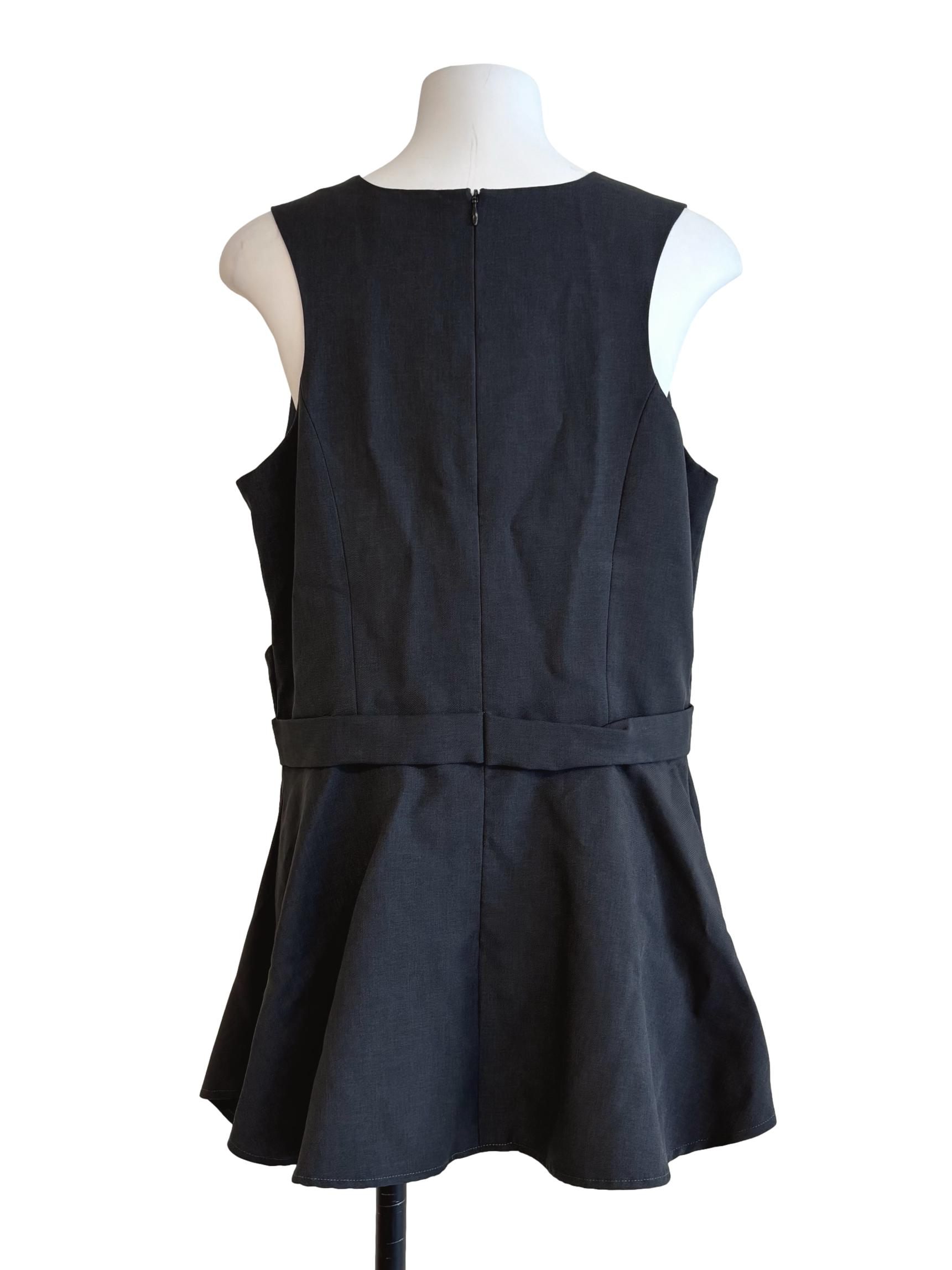 Shadow Grey Sleeveless Peplum Top
