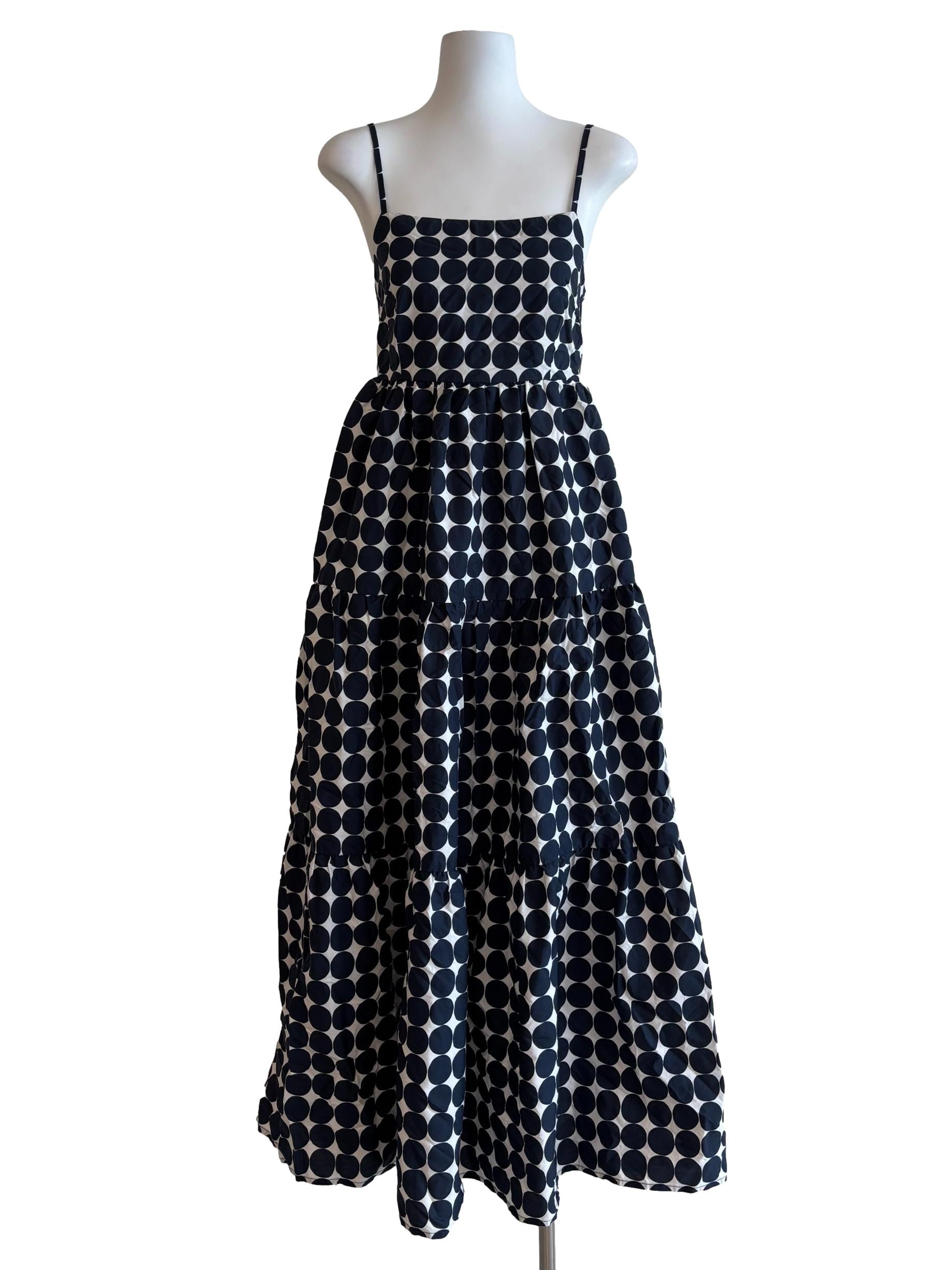 Parisian Black Dotted Pattern Spaghetti Strap Dress
