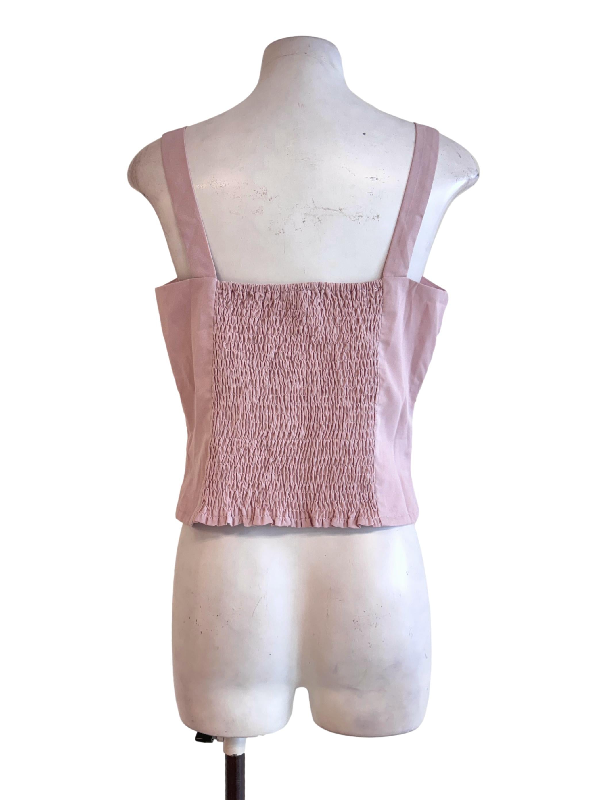 Dusty Pink Lace-Trim Bow Cami Top