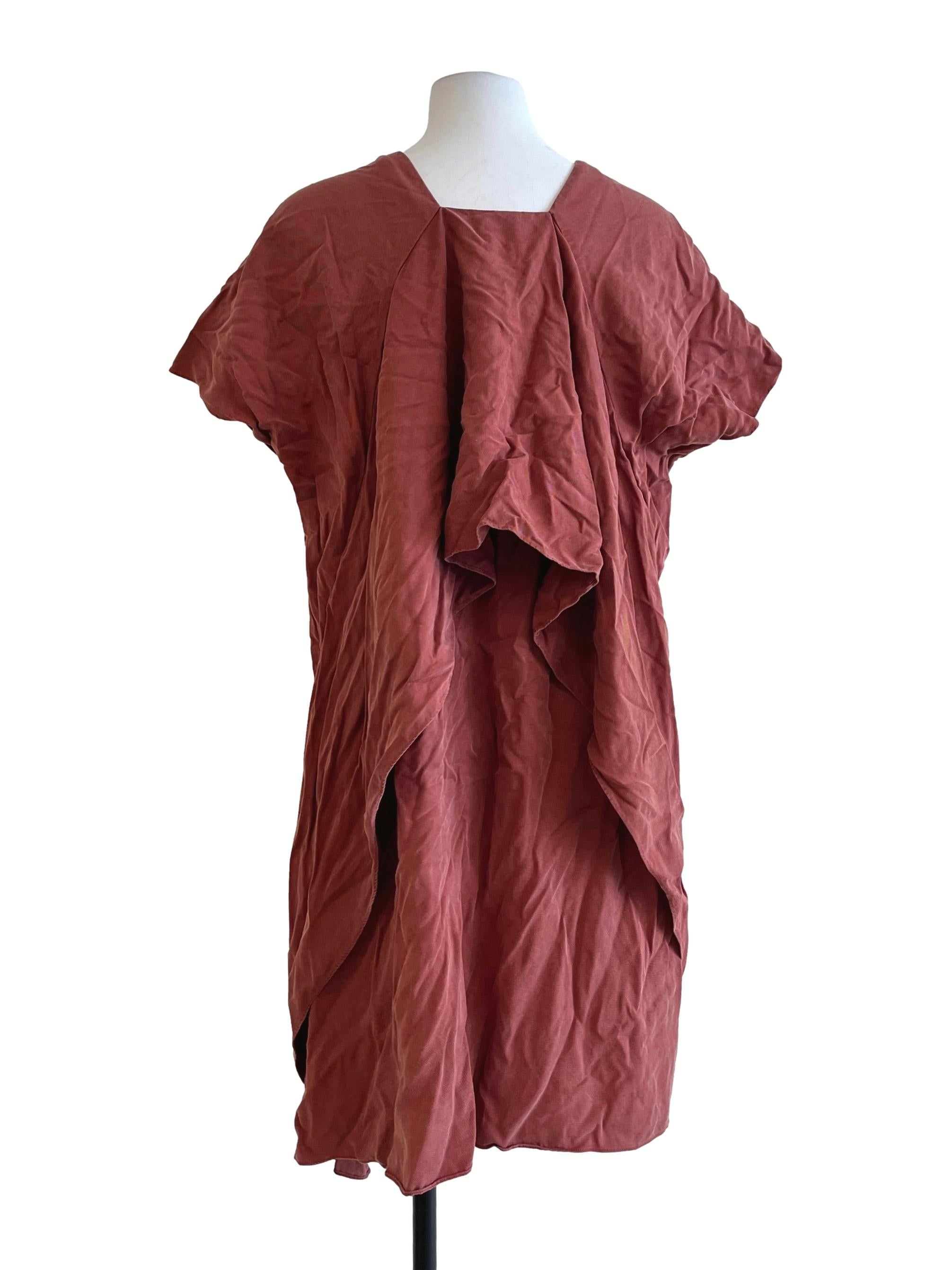 Brick Orange Halter Neck Assymentry Dress