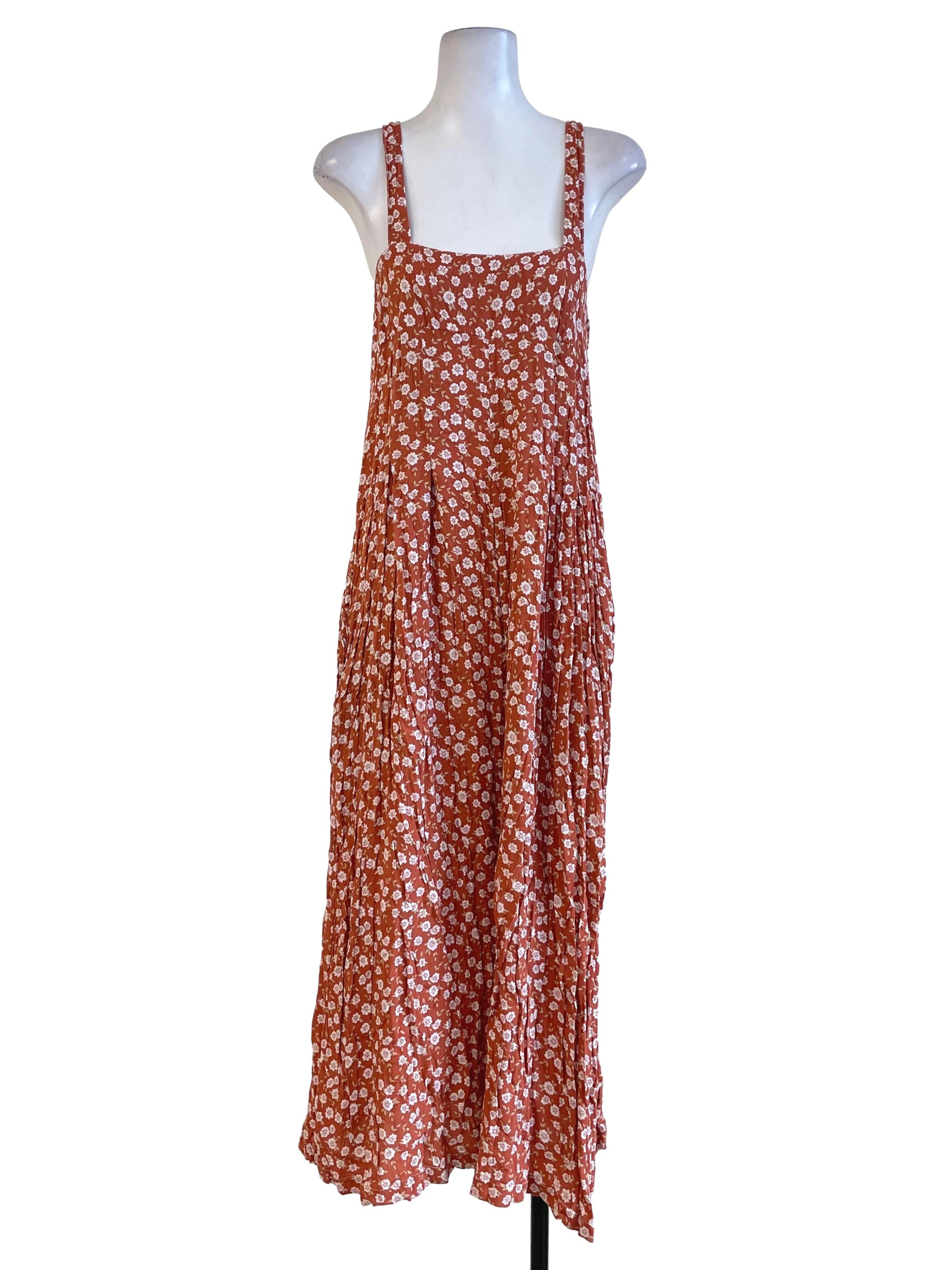Orange Floral Sleeveless Jumpsuit | REFASH