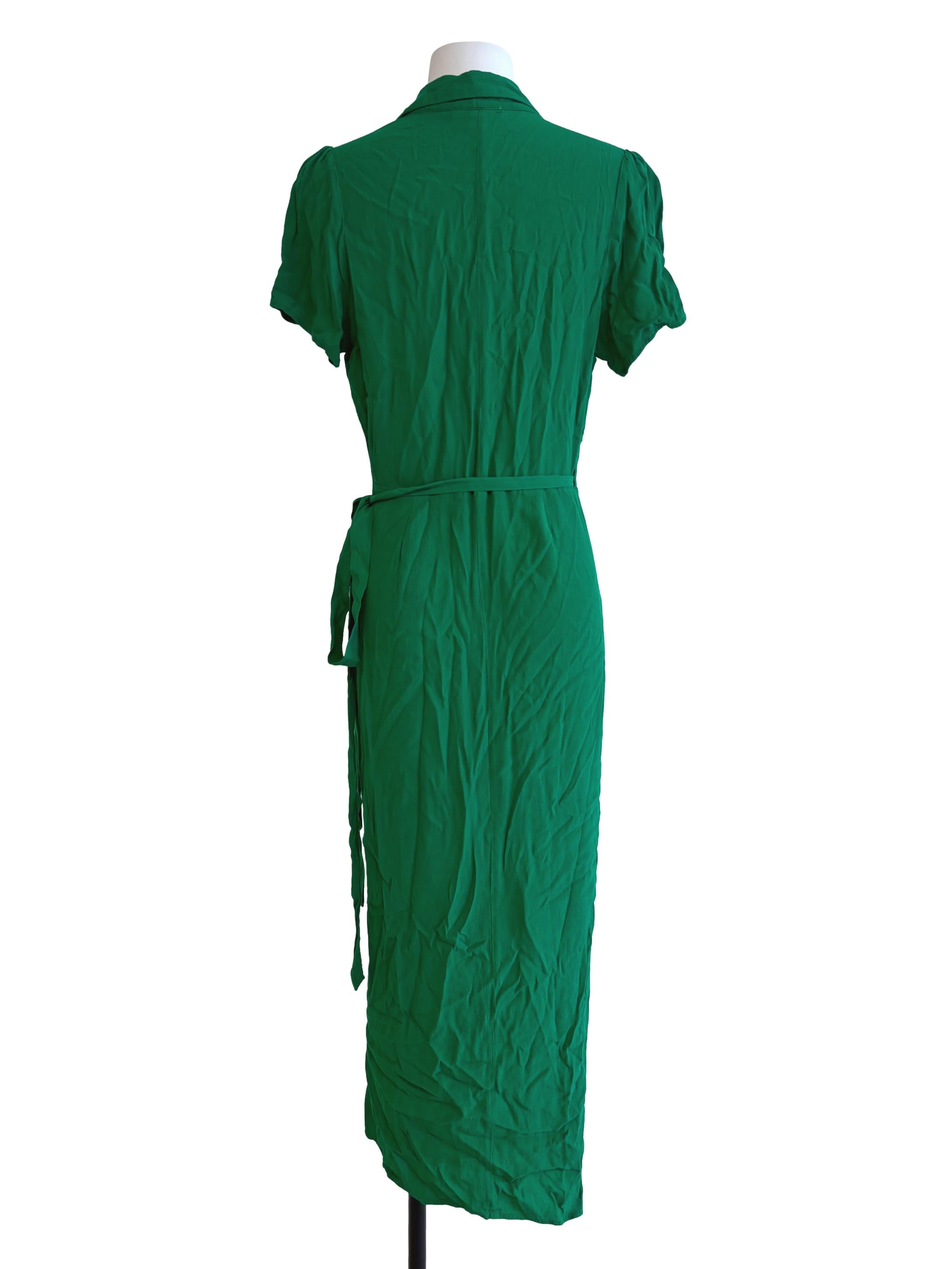 Jade Green Short Sleeve Wrap Dress