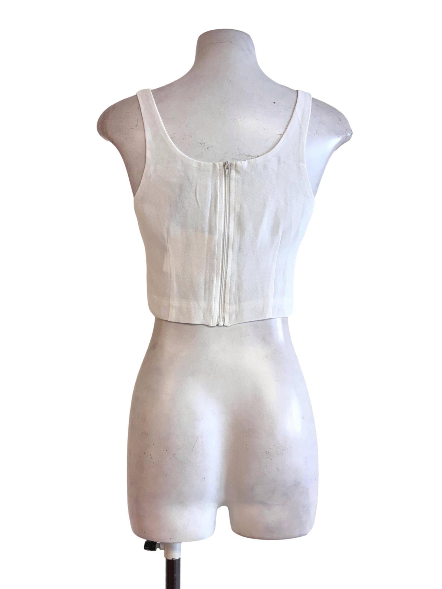Ivory Ruched Square-Neck Crop Top