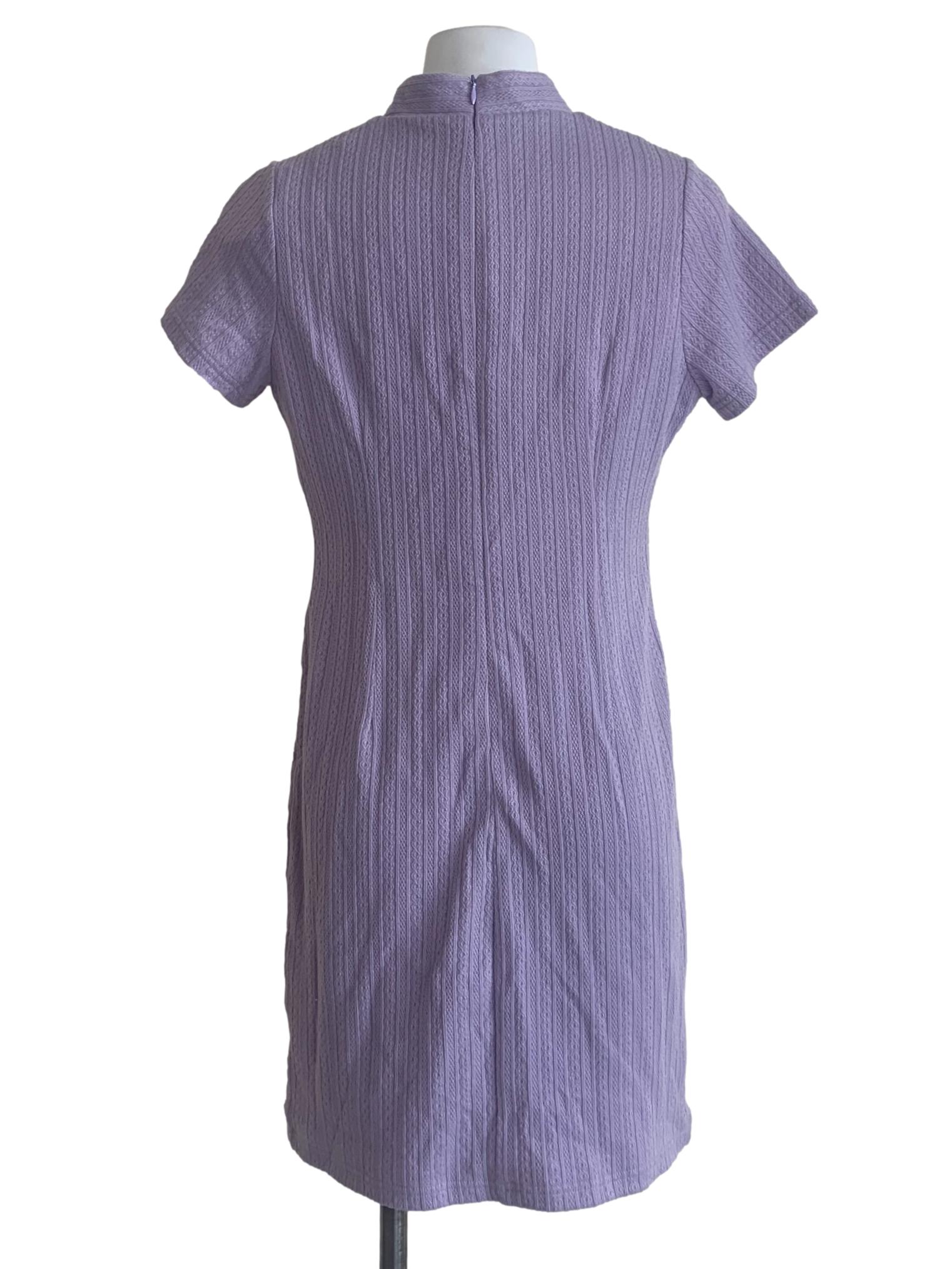 Iris Purple Cheongsam Neck Dress