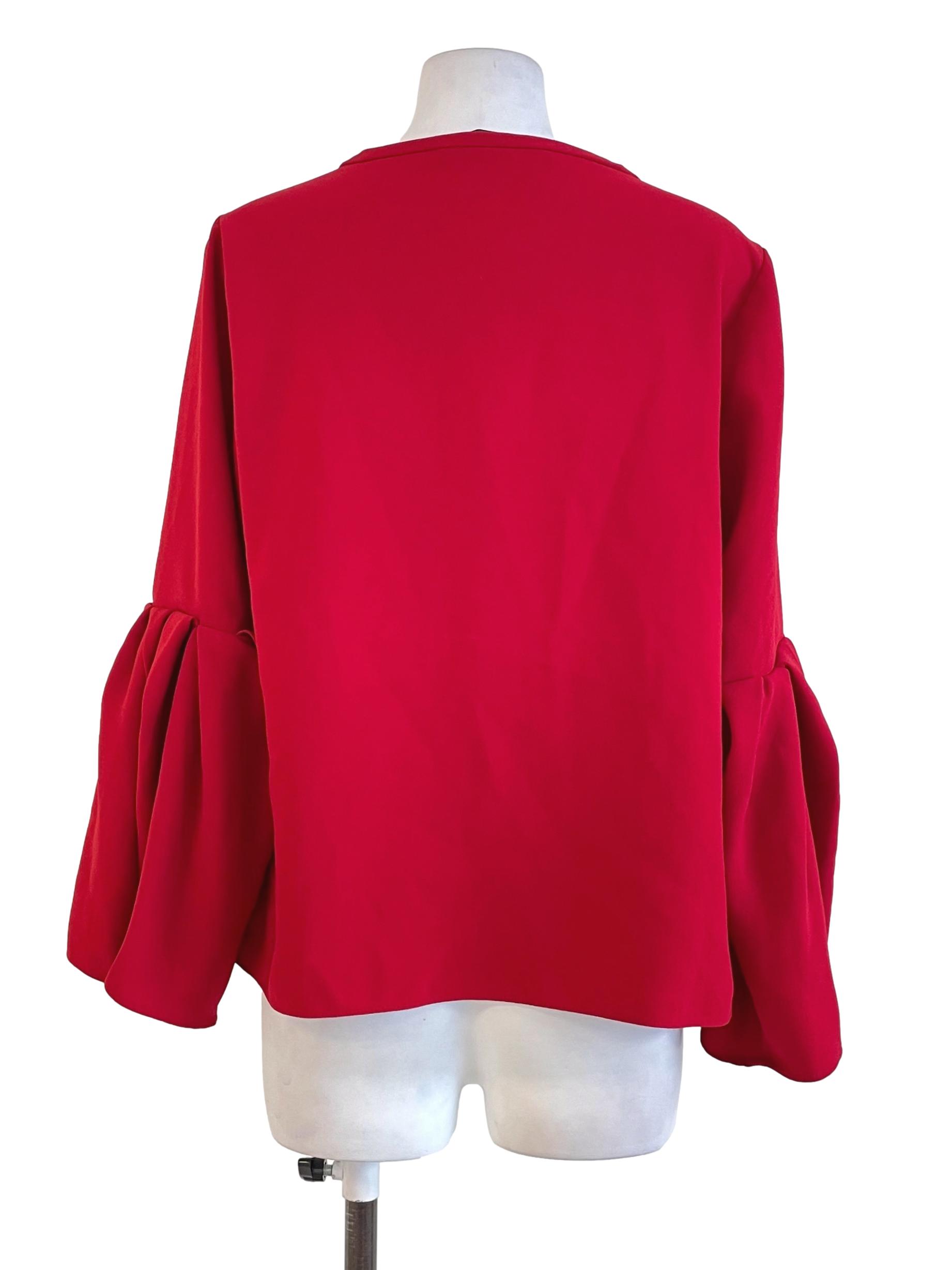 Zara Red Trumper Sleeves Blouse | REFASH