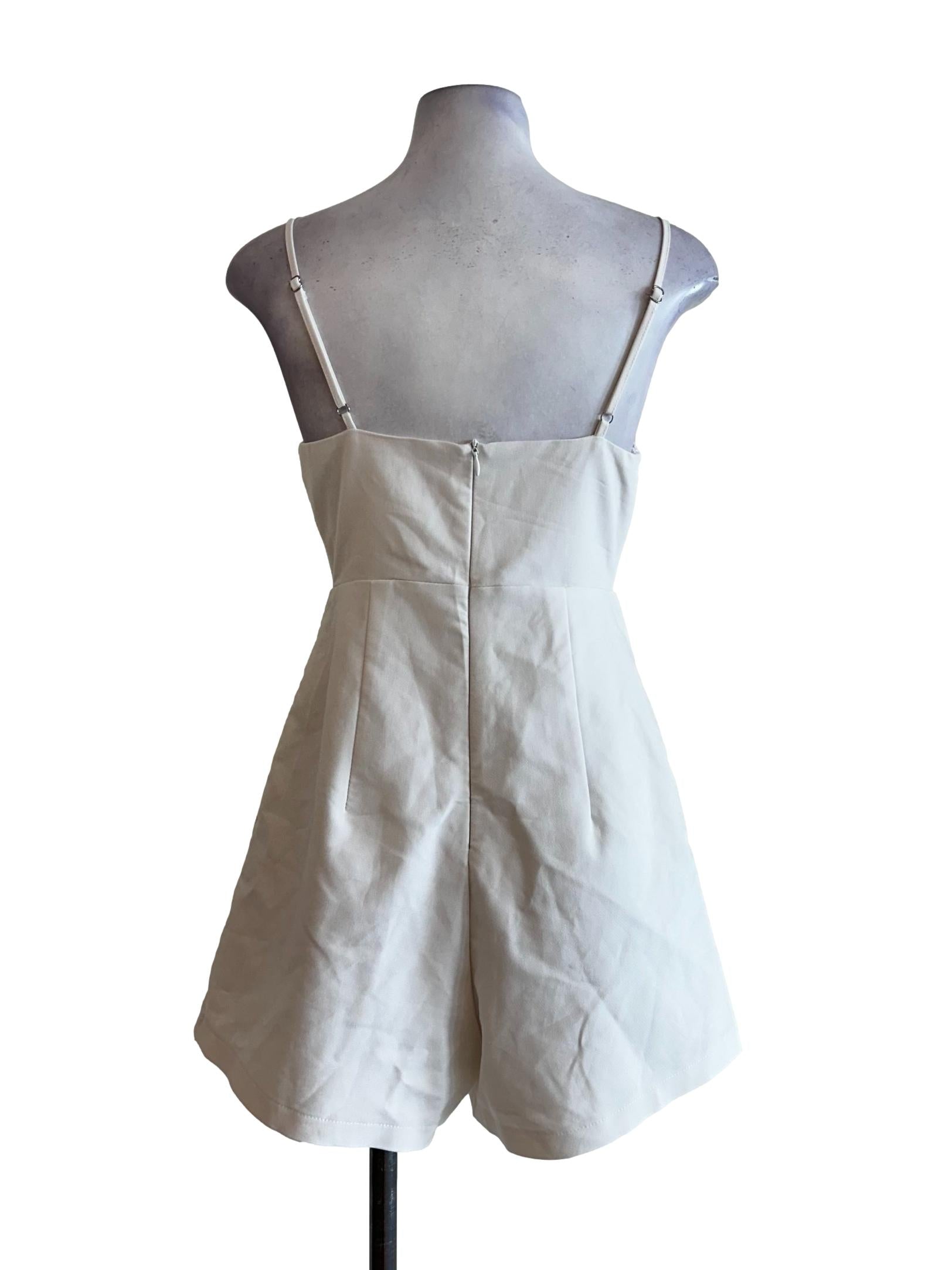 Porcelain White Spaghetti Straps Rompers