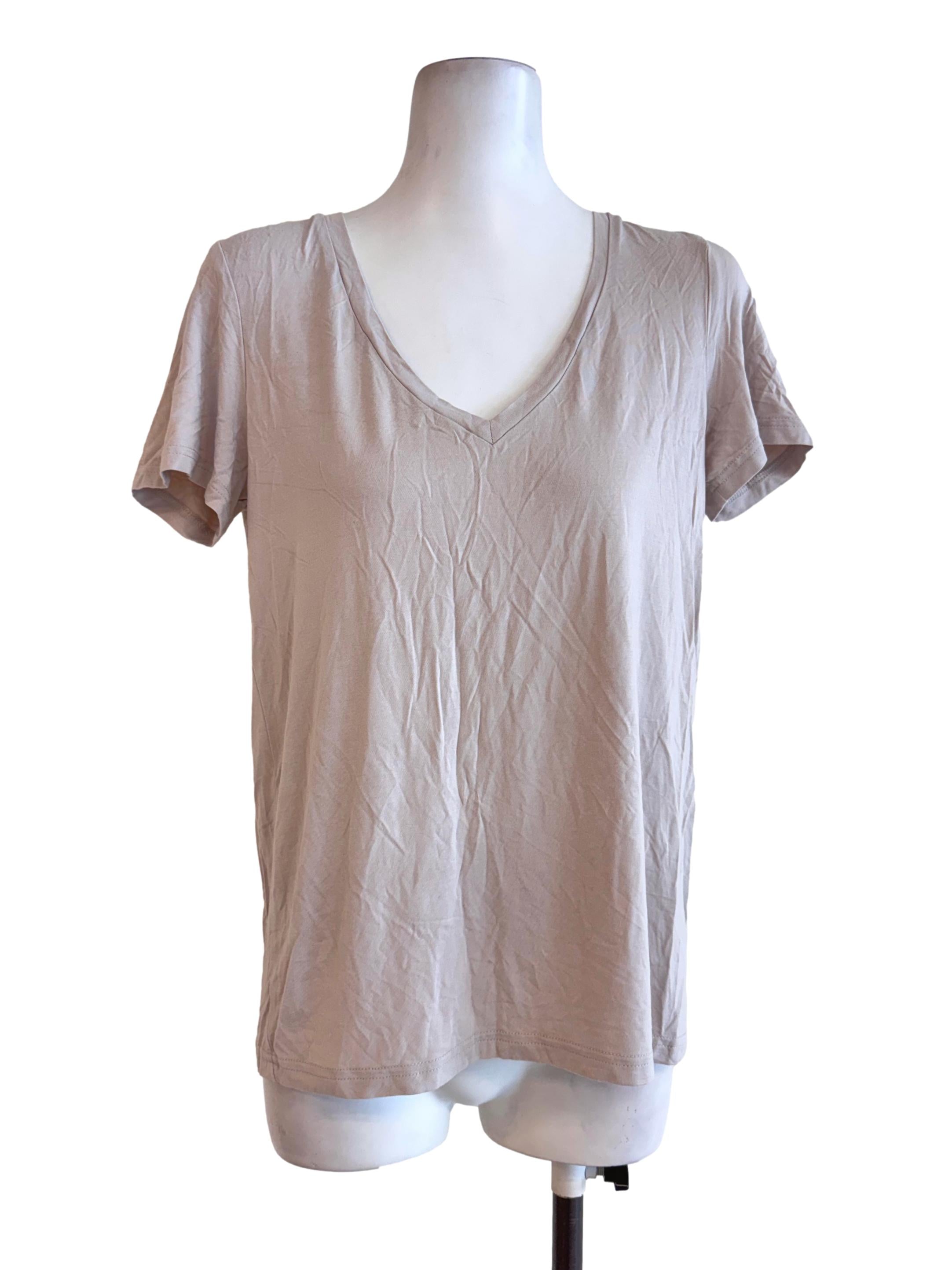 Taupe V-Neck Basic Tee