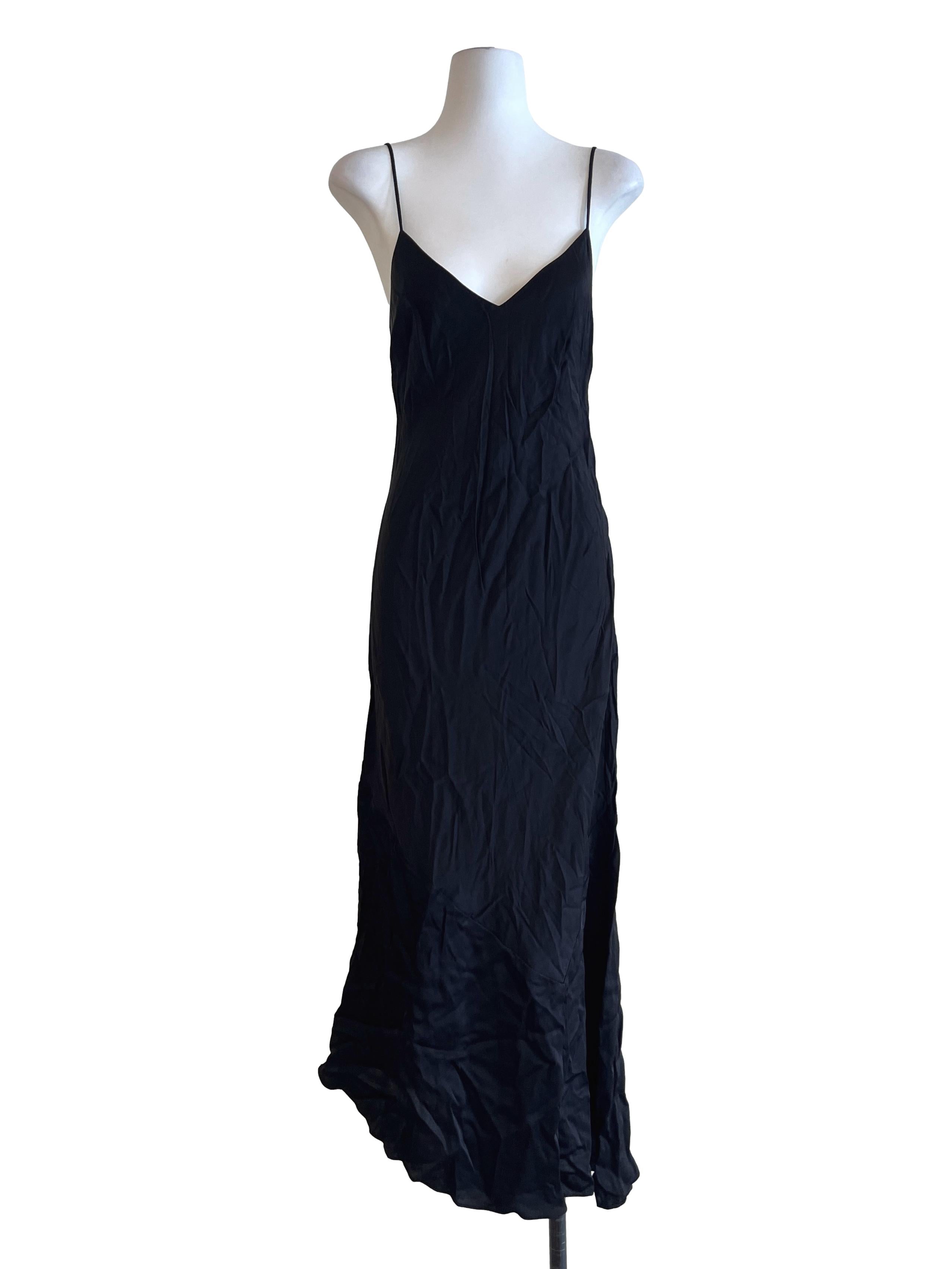 Ink Black Spaghetti Strap Slip Dress