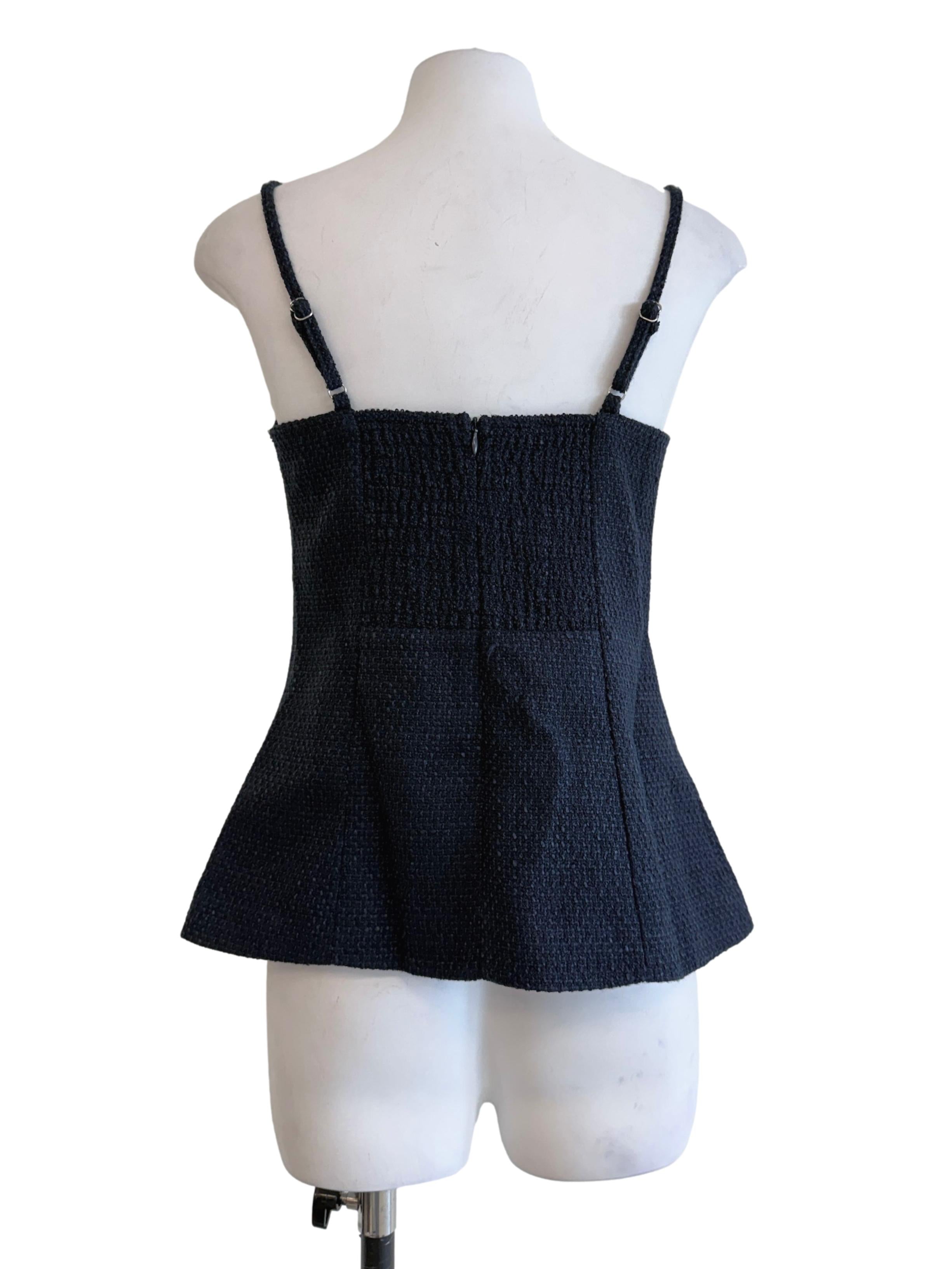 Navy Blue Tweed Top