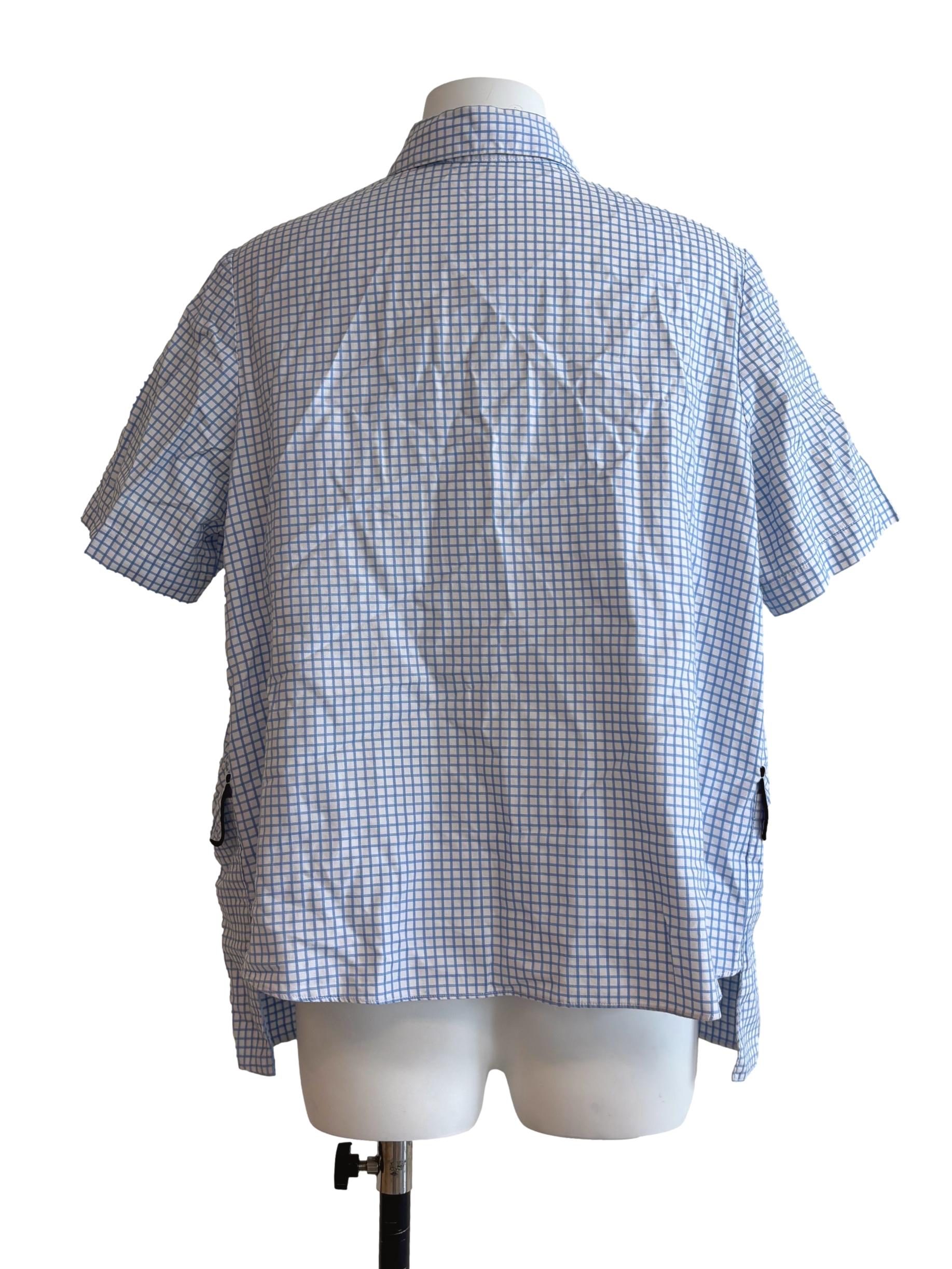 Baby Blue Checkered Short Sleeve Top