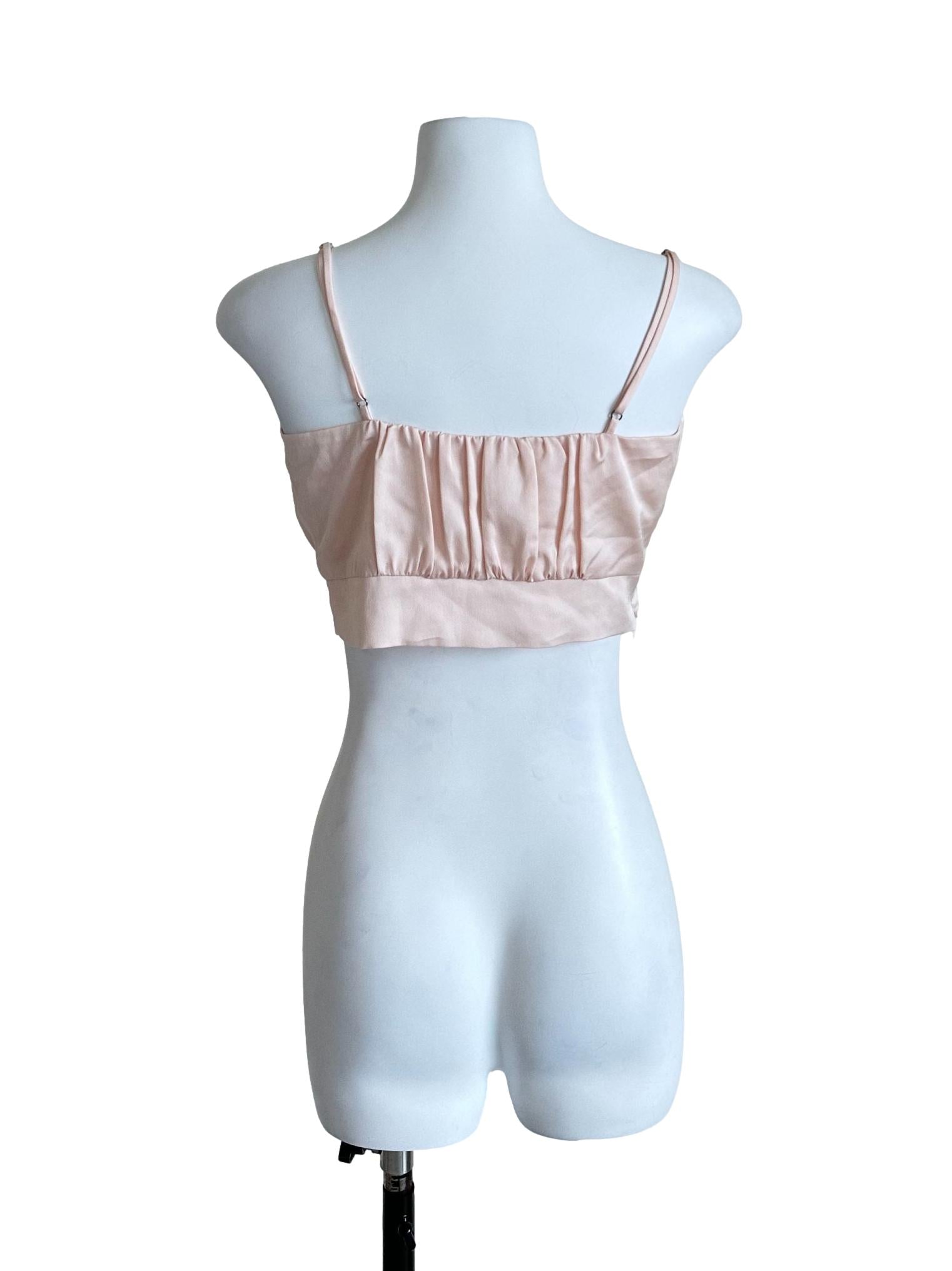 Peach Pink Sleveless Crop Top