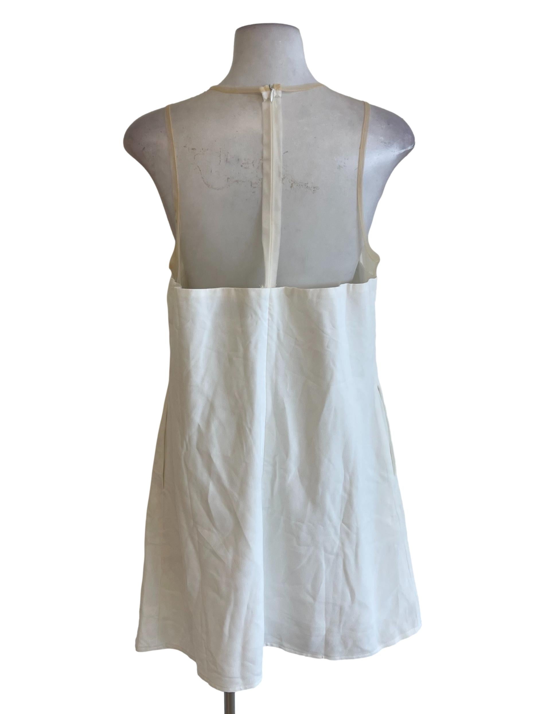 White Sheer Mesh Strap Mini Dress