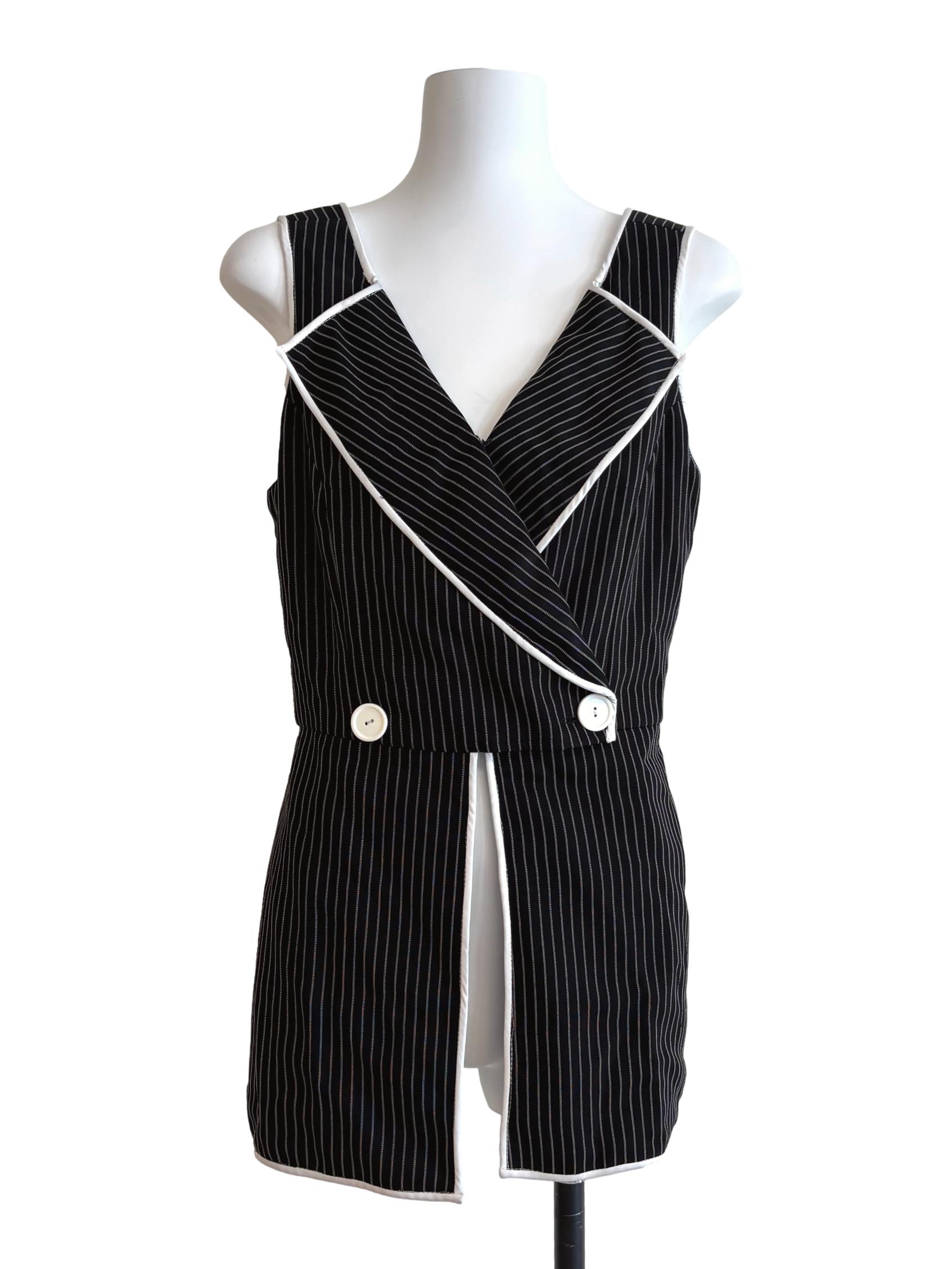 Ink Black Striped Formal Top