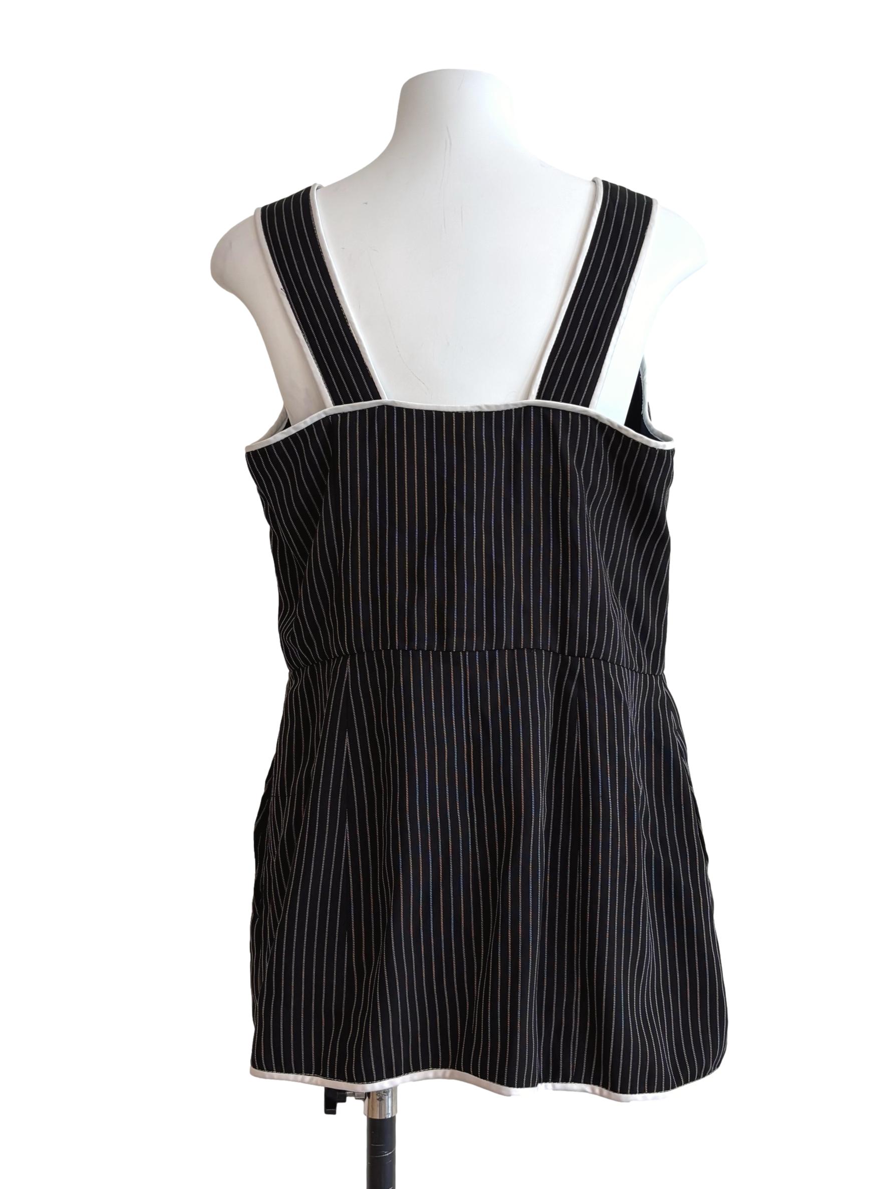 Ink Black Striped Formal Top