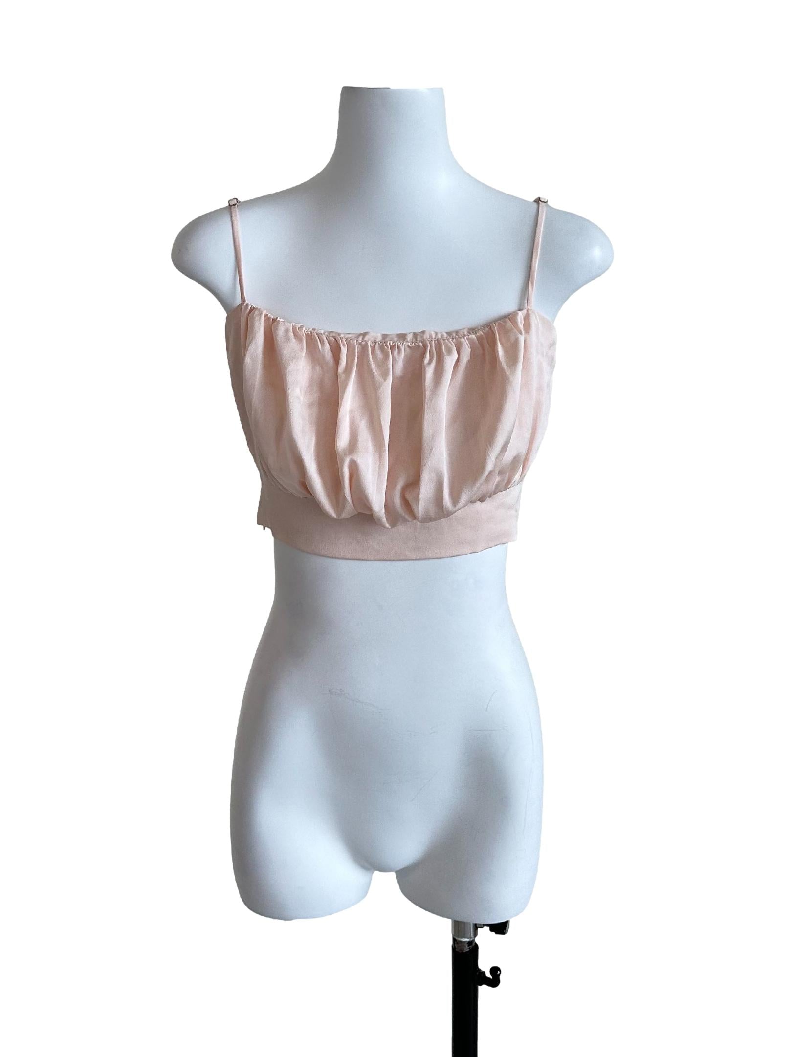 Peach Pink Sleveless Crop Top