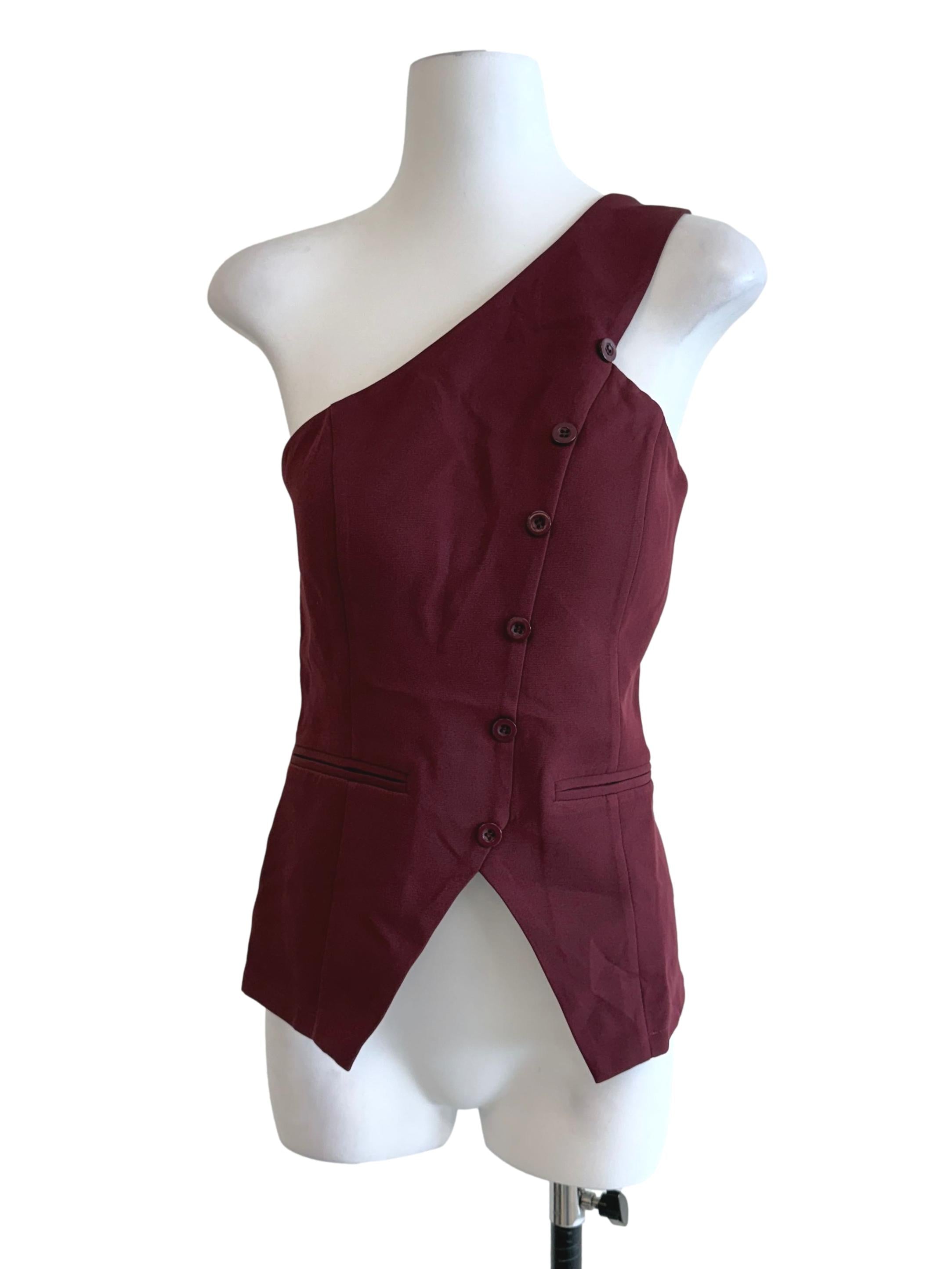 Garnet Red Asymmetric Neck Top
