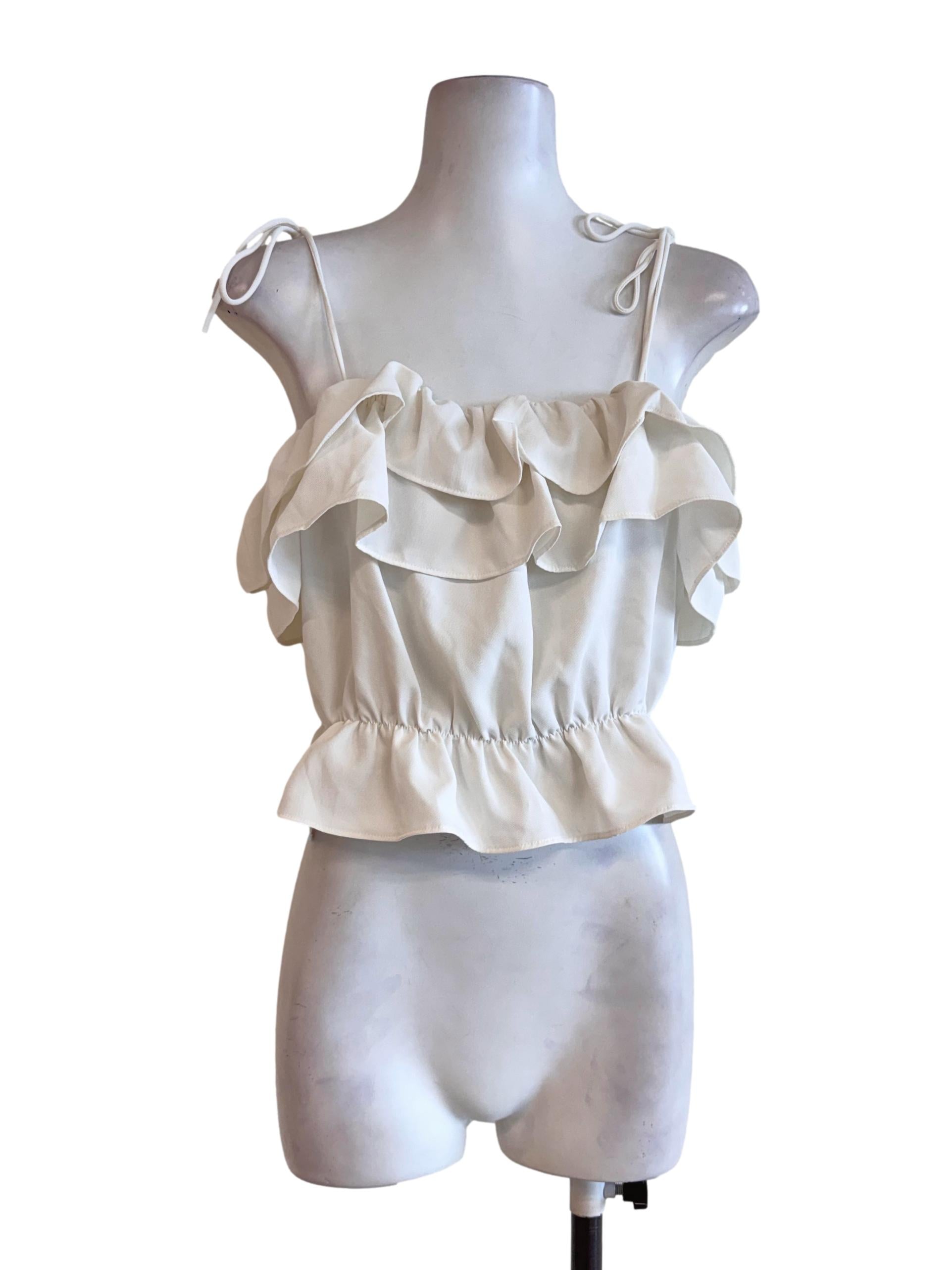 Ivory White Ruffled Peplum Cami Top