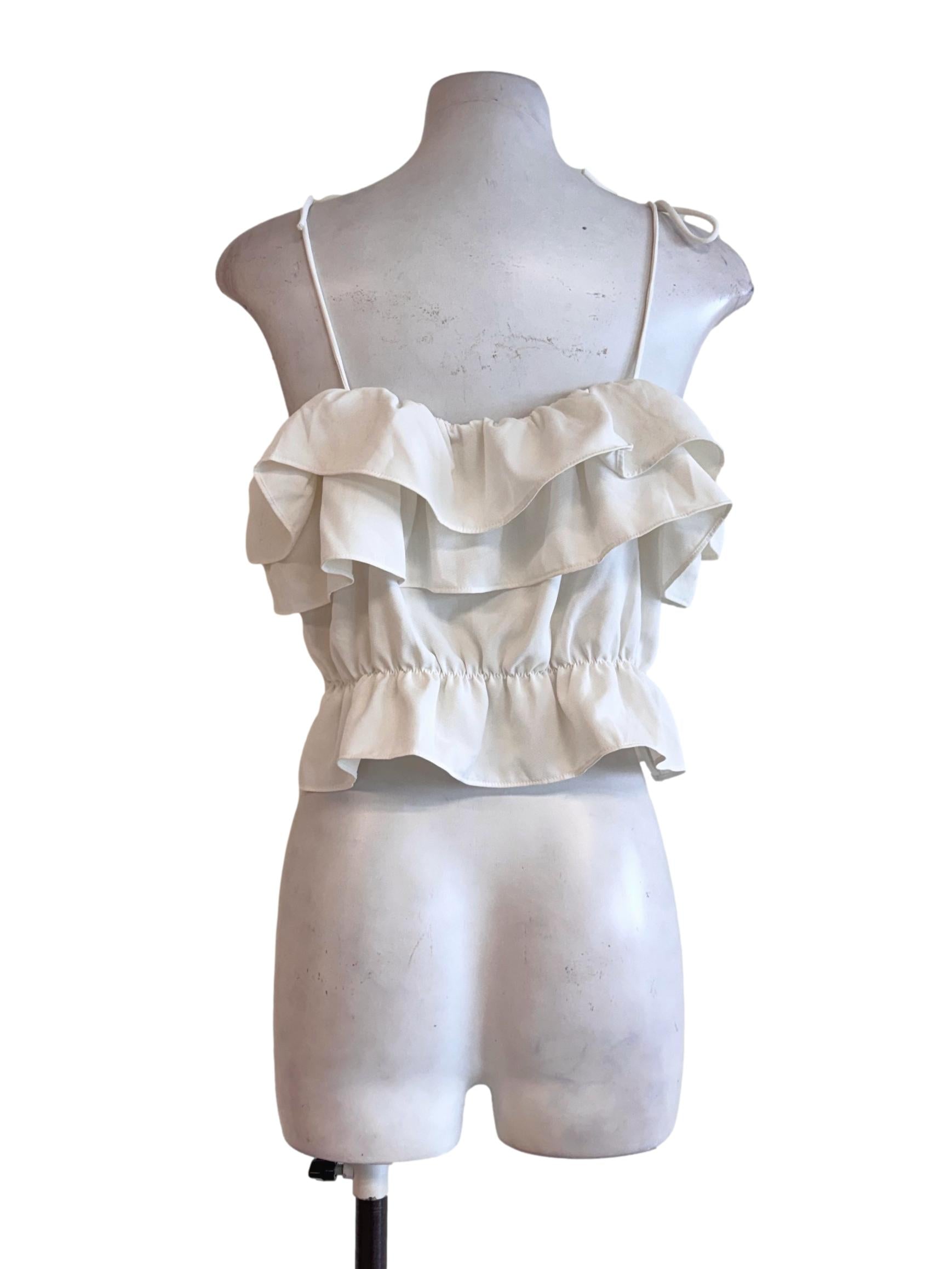 Ivory White Ruffled Peplum Cami Top