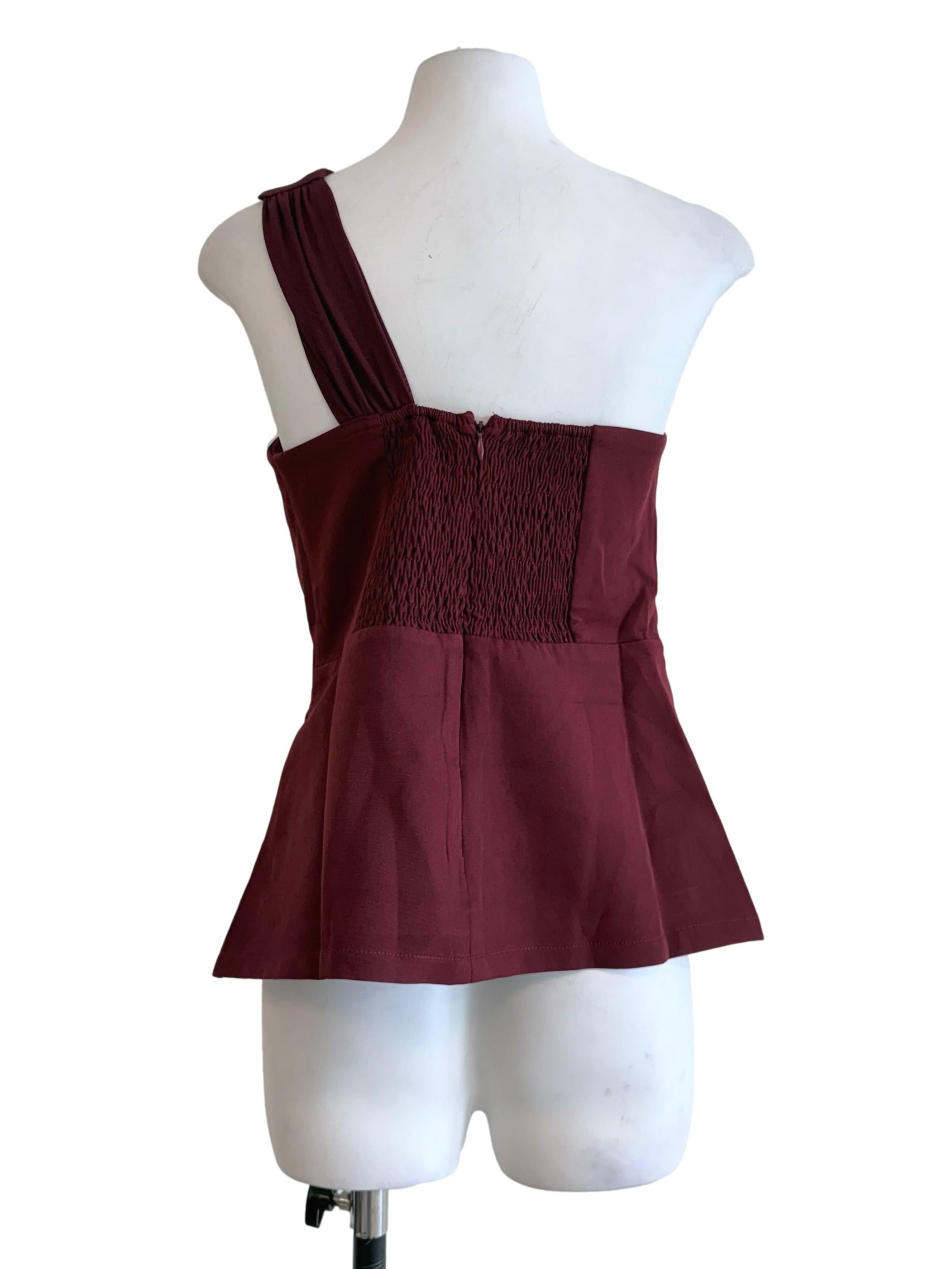 Garnet Red Asymmetric Neck Top