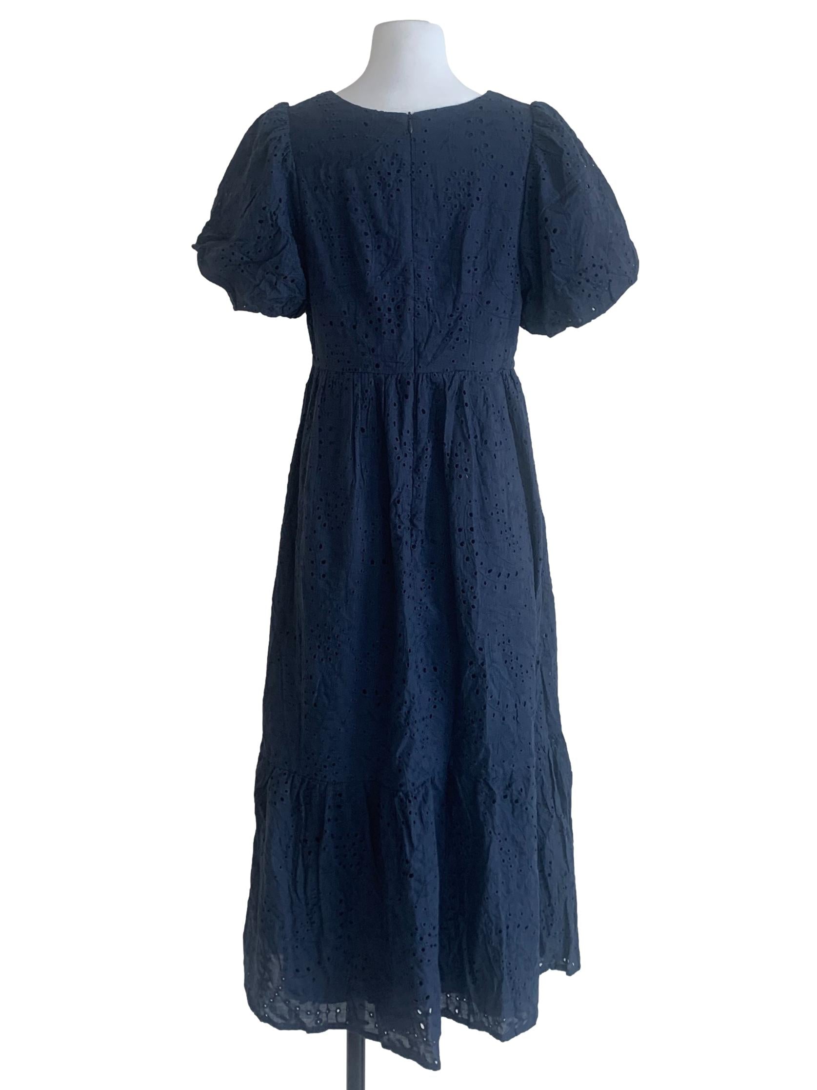 Berry Blue Eyelet Peasant Dress