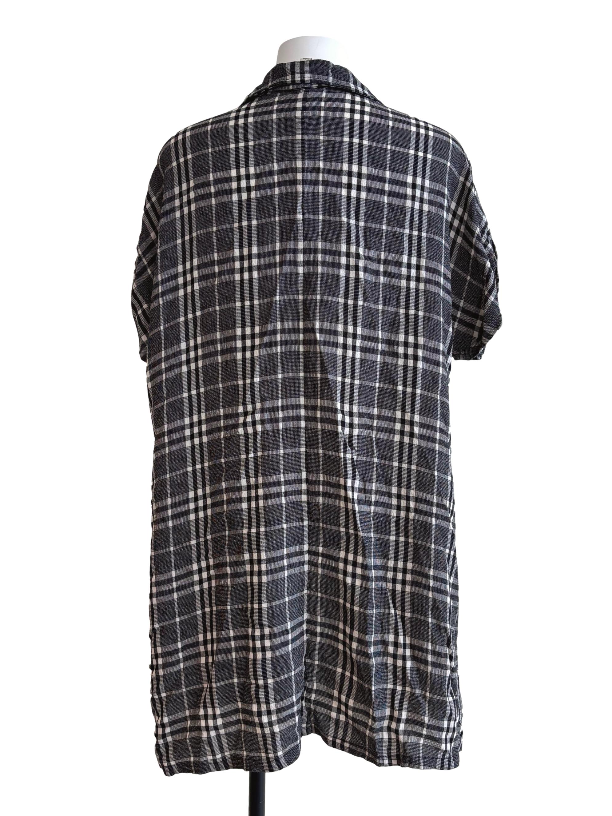 Carbon Black Plaid Shirt Dress