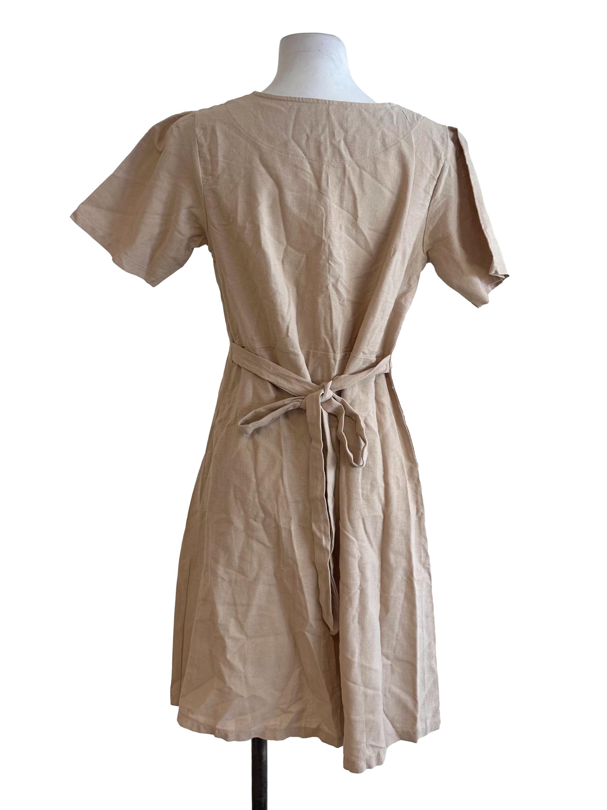 Sand Beige Button Shirt Dress