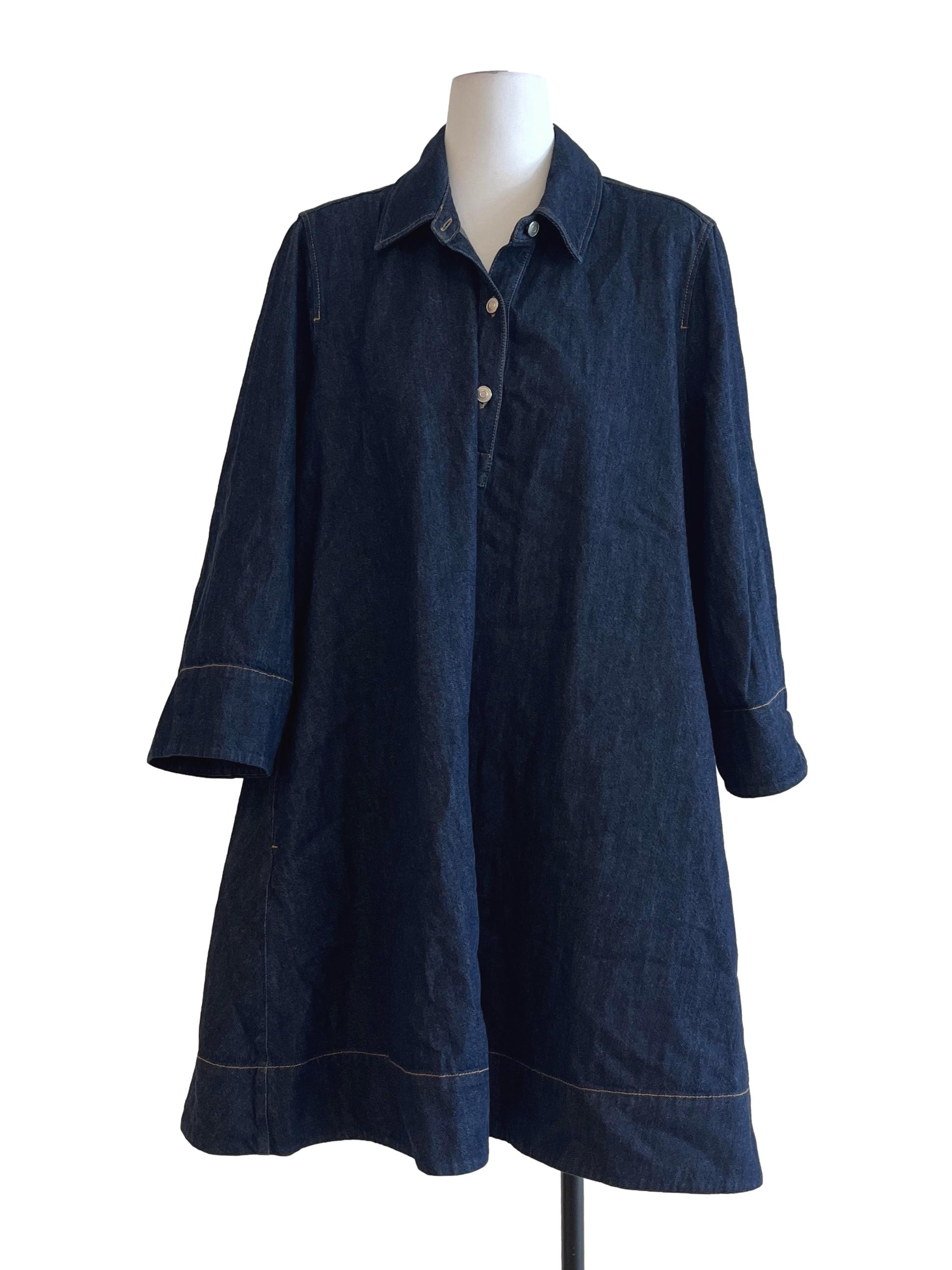 Denim Blue Long Sleeve Shirt Dress