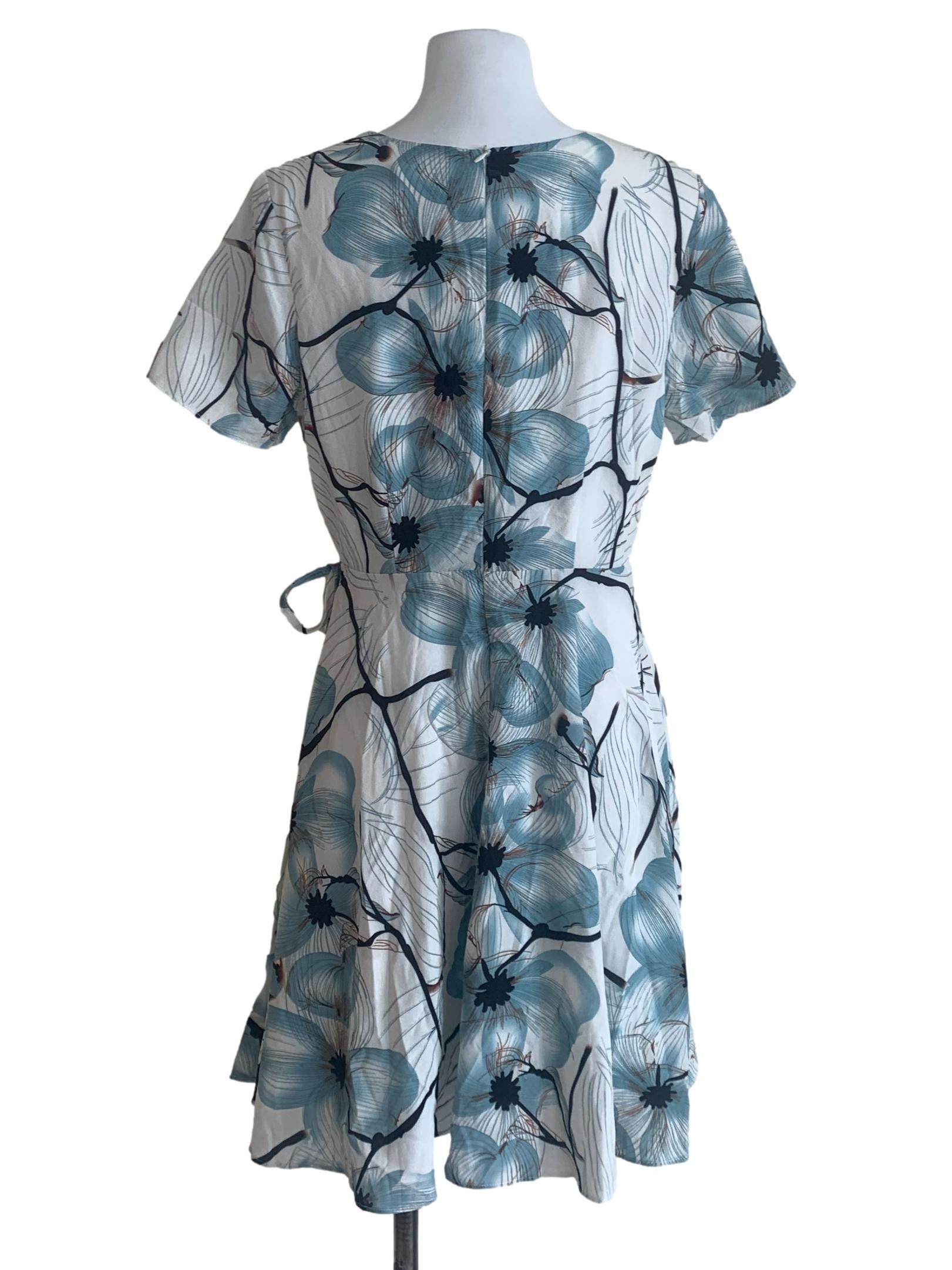 Light Blue Floral Wrap Dress
