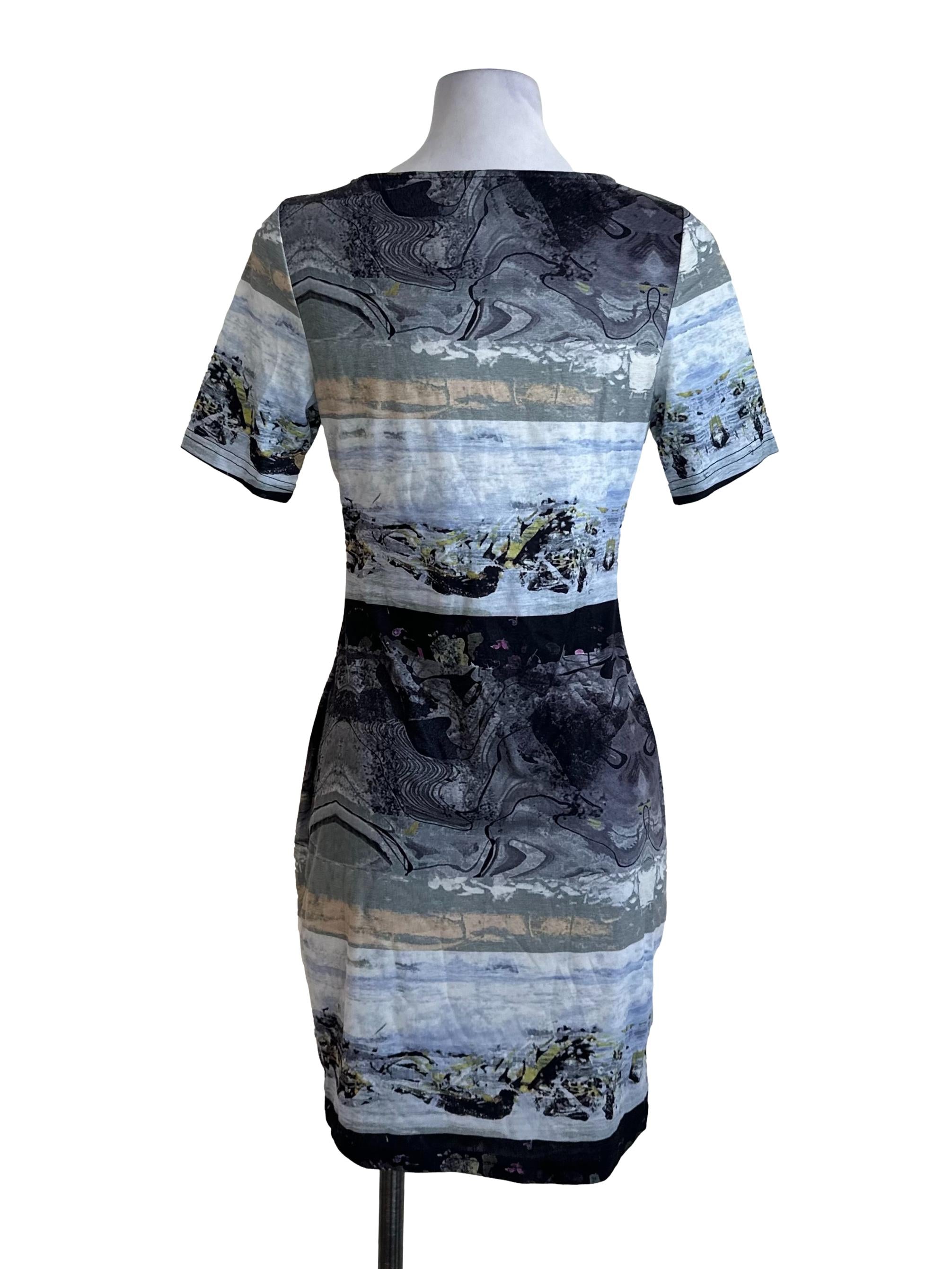 Multicolour Pattern Round Short Sleeve Dress