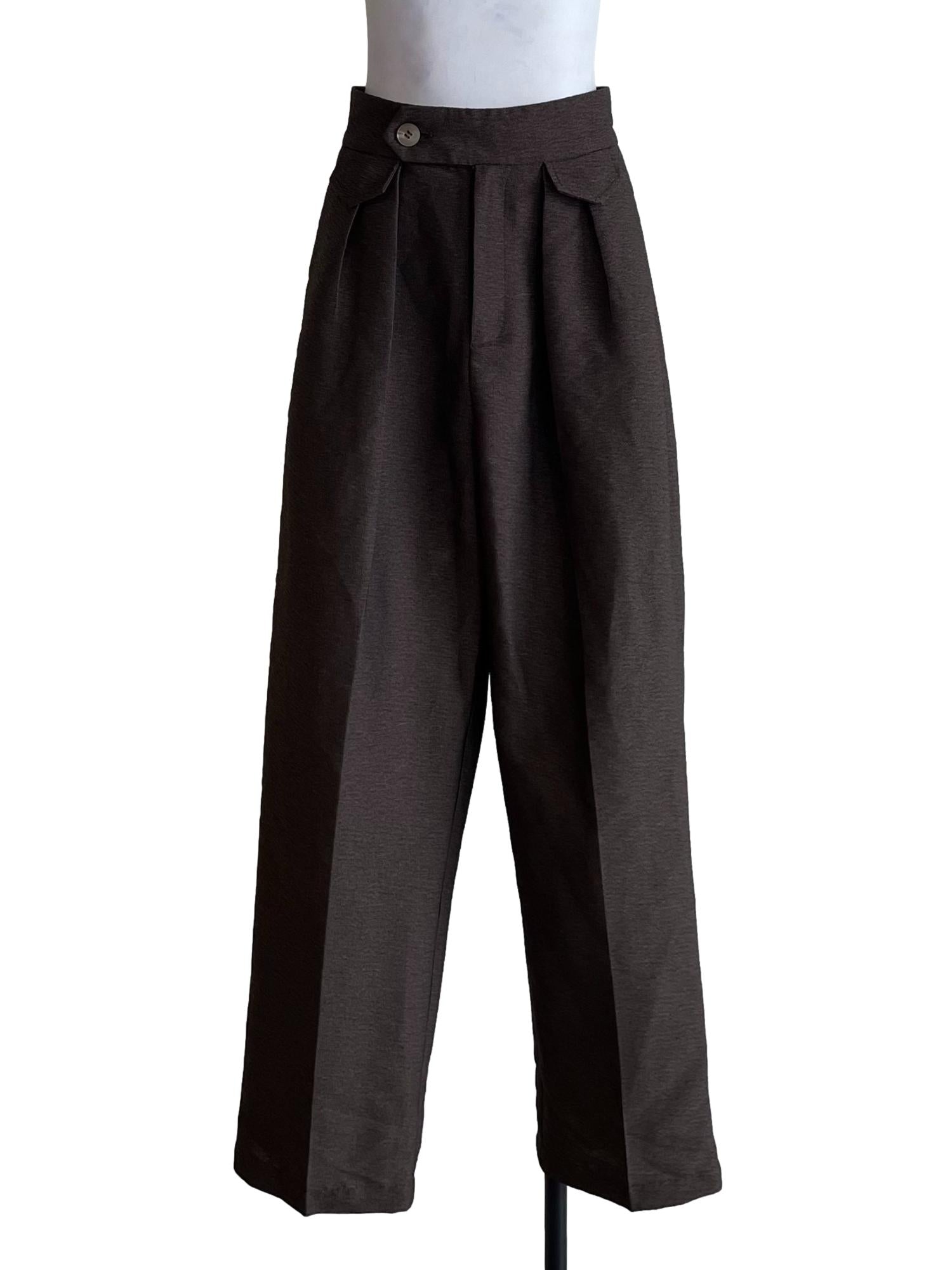Carob Brown Pleated Wide Pants