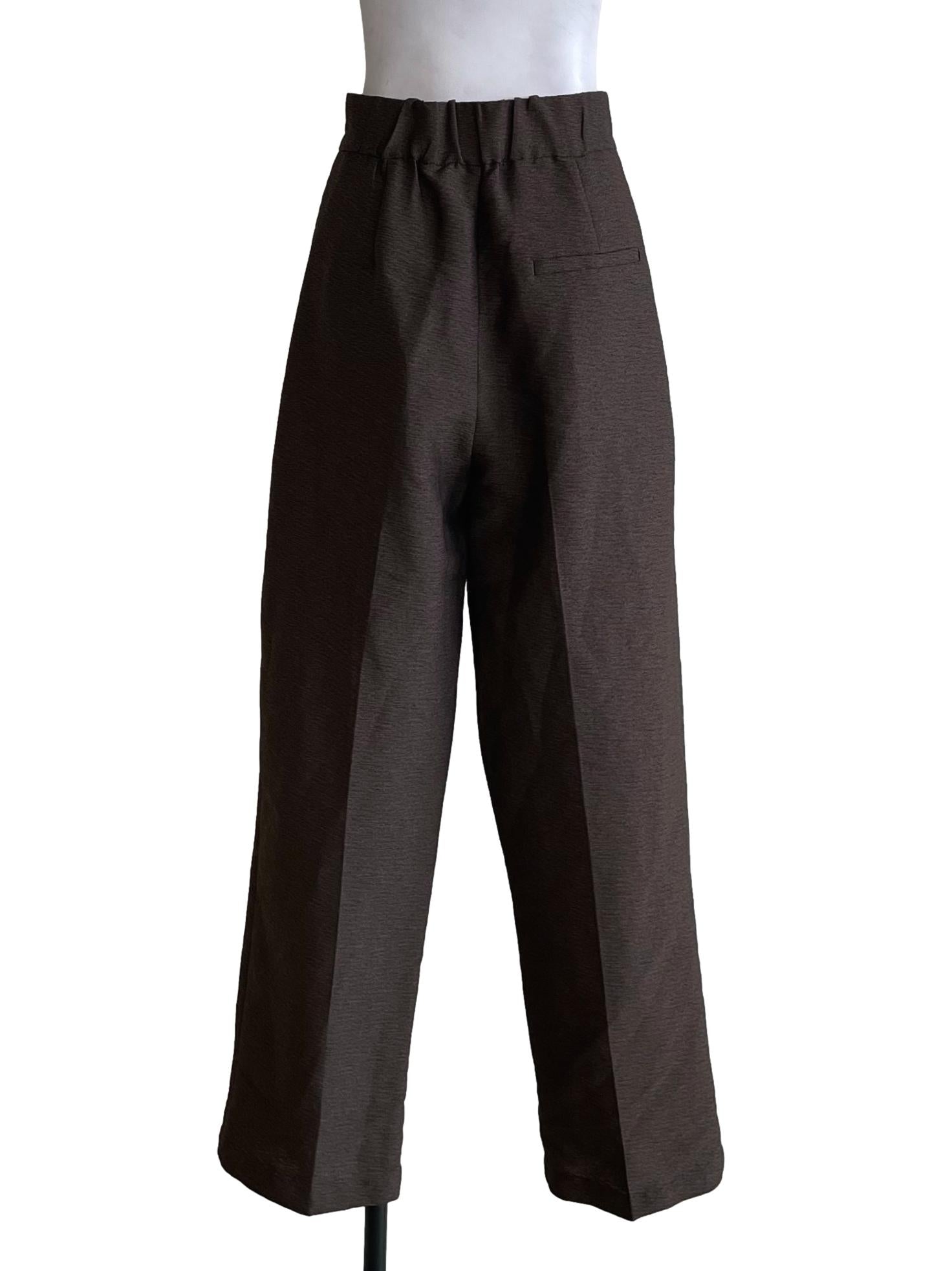Carob Brown Pleated Wide Pants