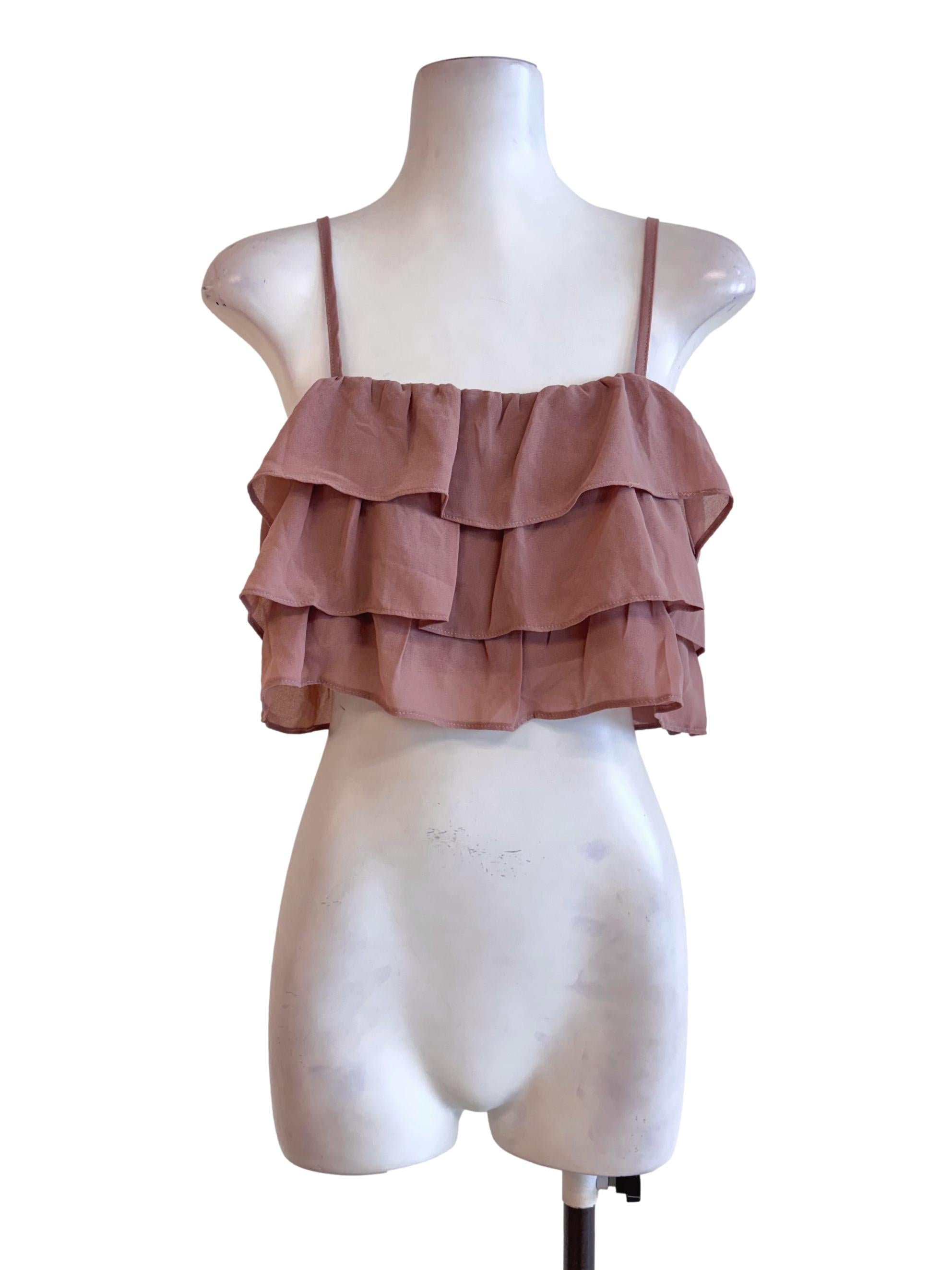 Dusty Rose Layered Ruffle Cami Top YHF