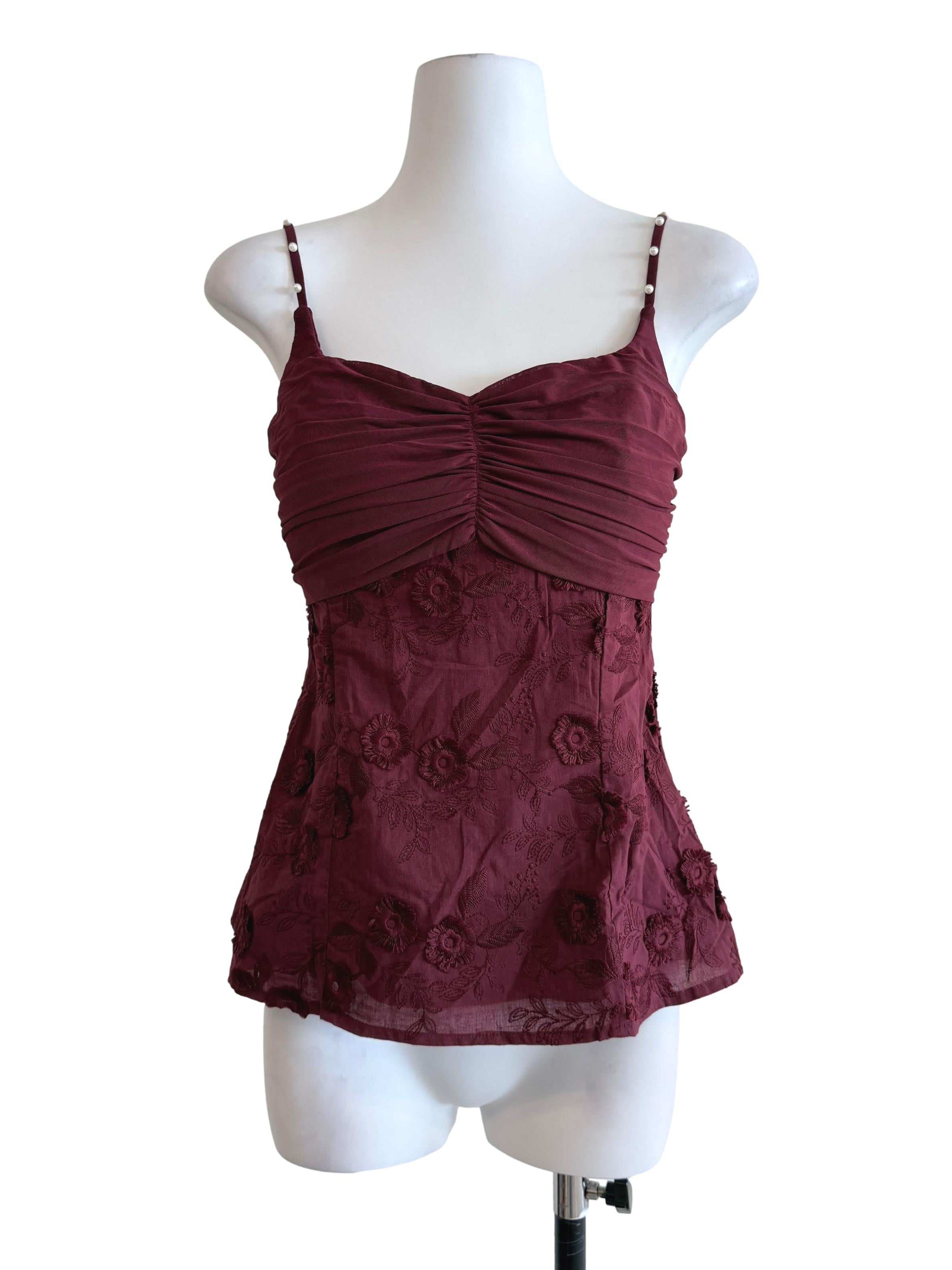 Maroon Lace Padded Top