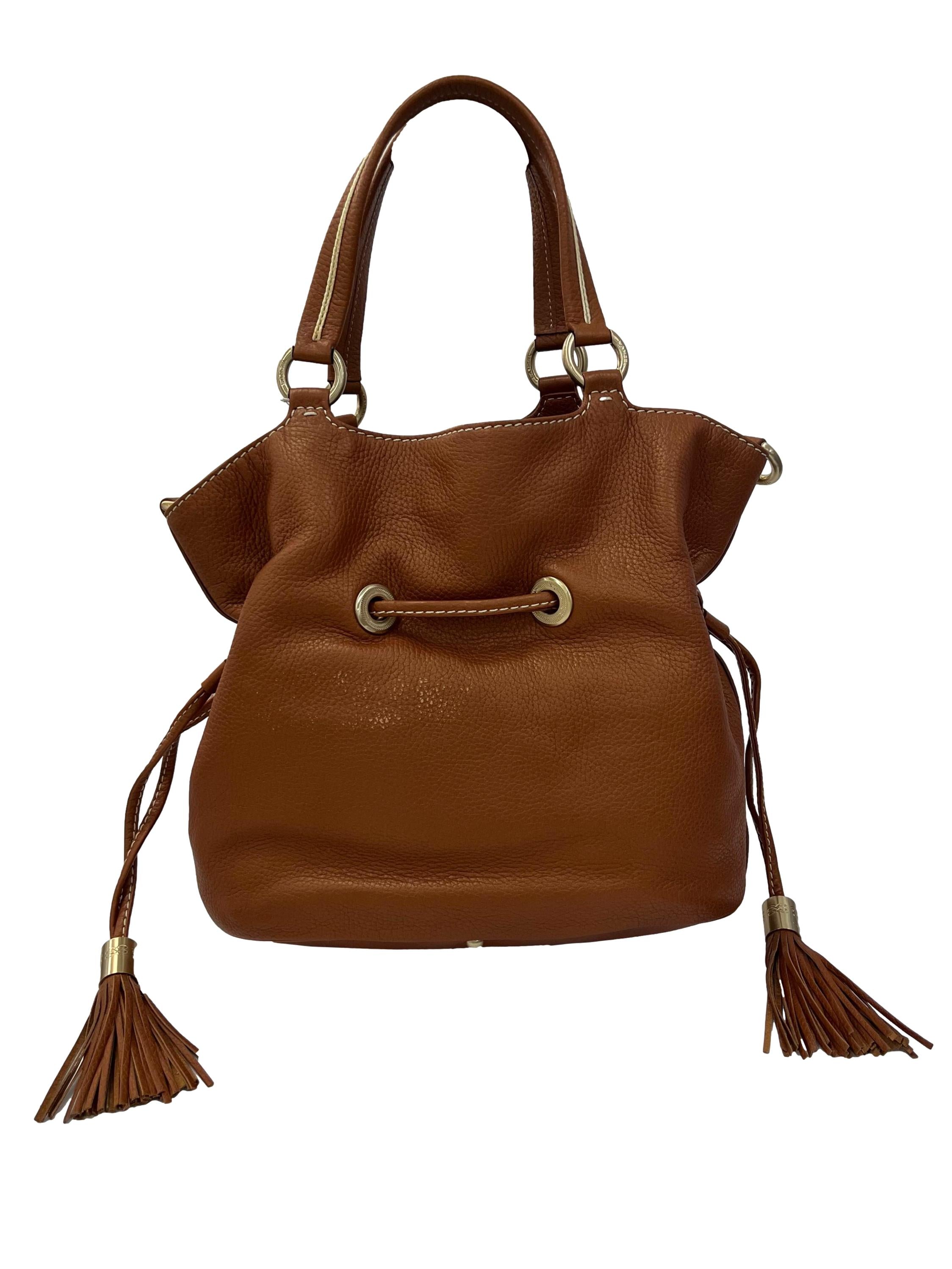 Brown Medium Premier Flirt Leather Bucket Bag