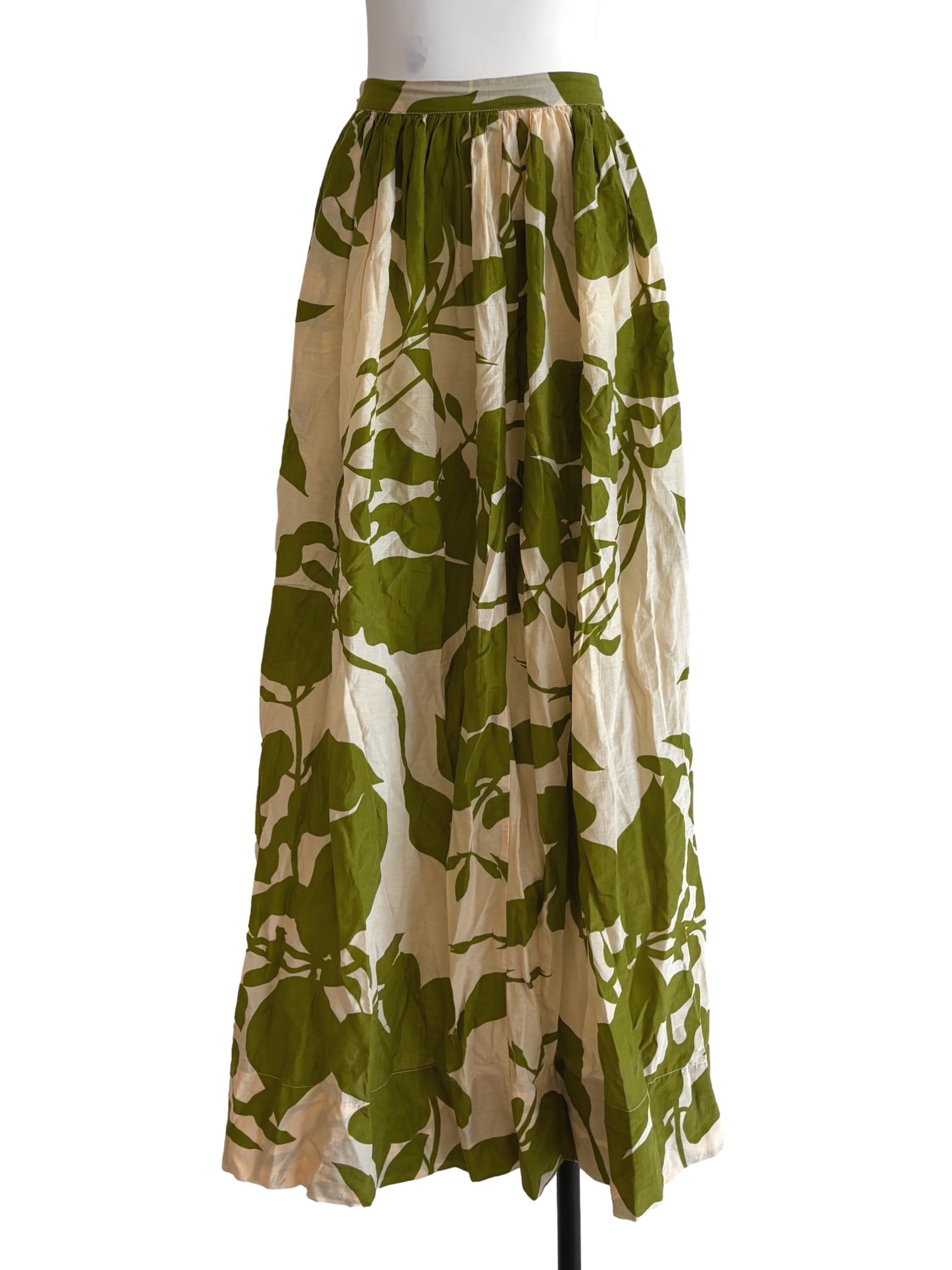 Apple Green Beige Printed Skirt