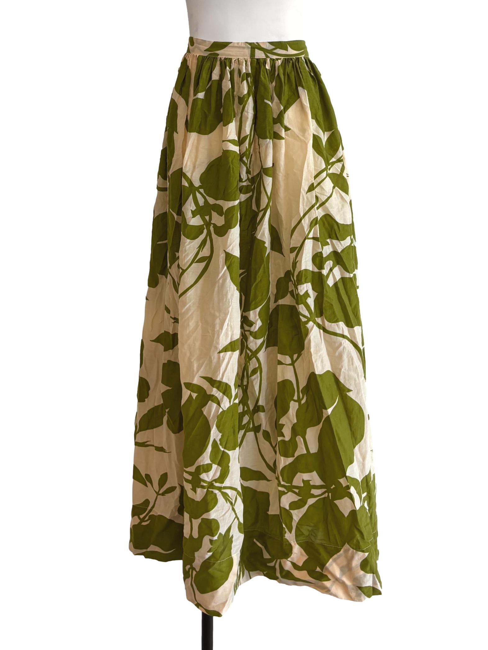 Apple Green Beige Printed Skirt