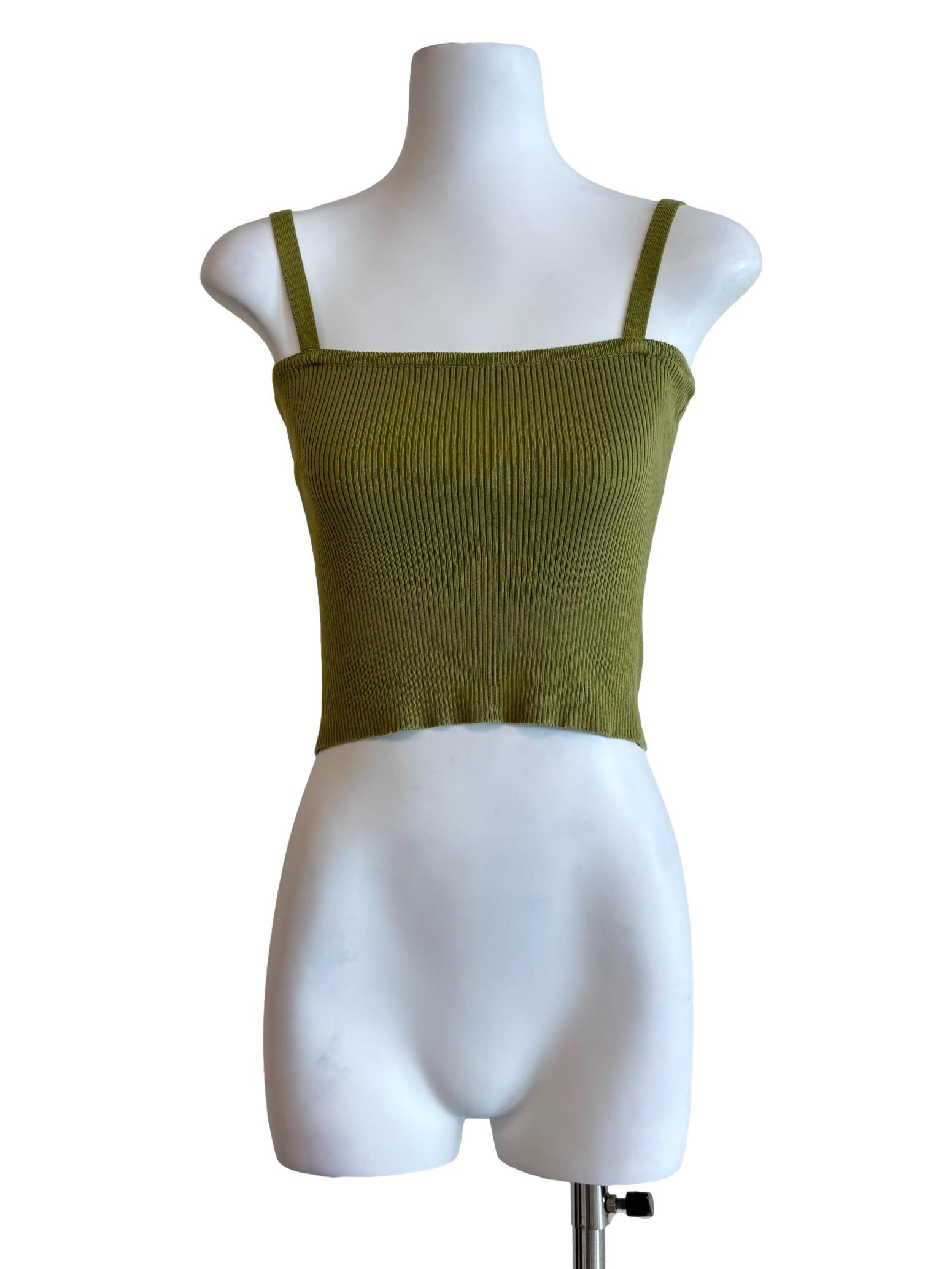 Avocado Green Ribbed Camisole Top