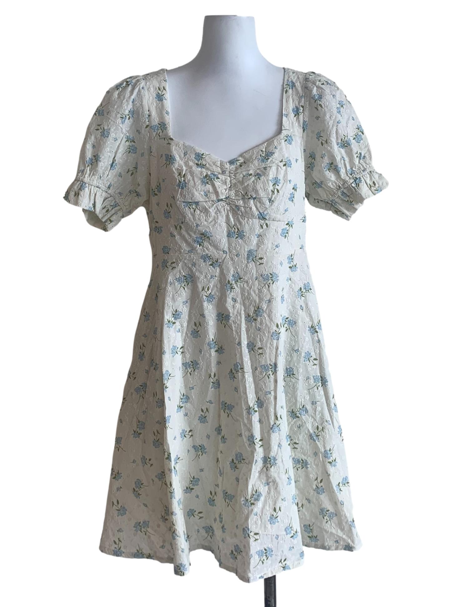 Chiffon White Floral Pattern Dress